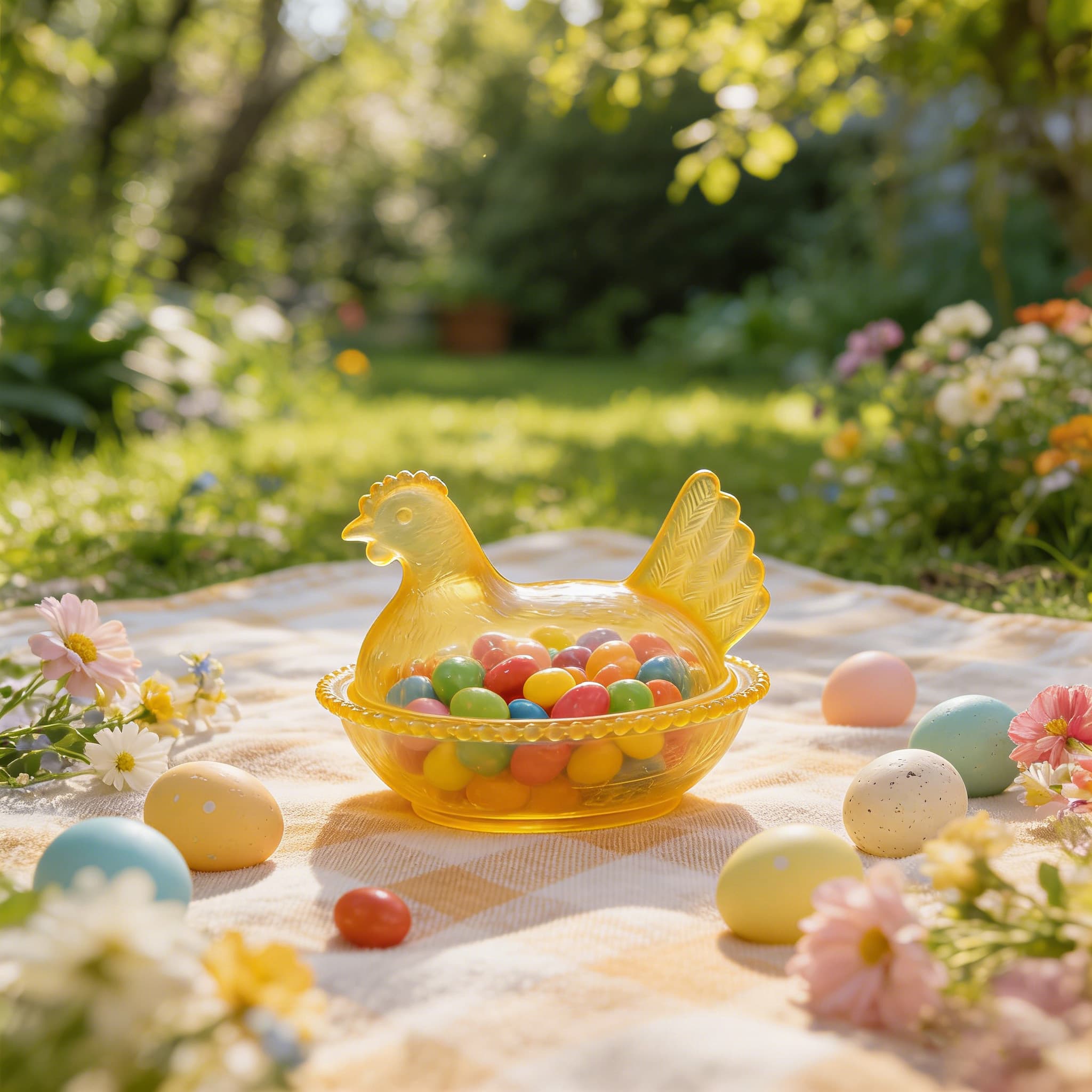 Vintage Pedestal Chicken Shaped Candy Crystal Bowl