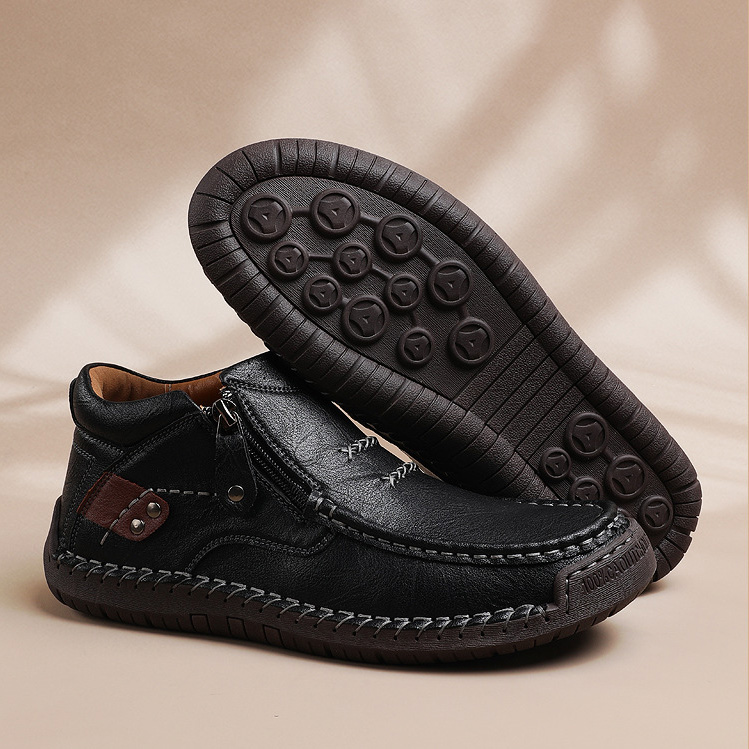 ⏰Limited Time Sale 50% OFF-Men’s Handmade Premium Leather Slip-On Driving Boots – Wide Toe, Arch Support