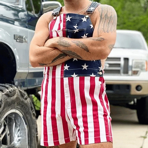 🔥Unisex Retro Independence Day Flag Overalls