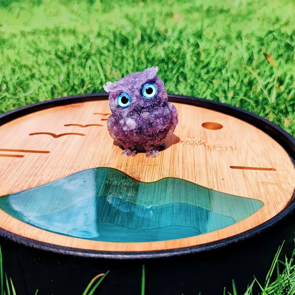 Natural Crystal Gemstone Owl