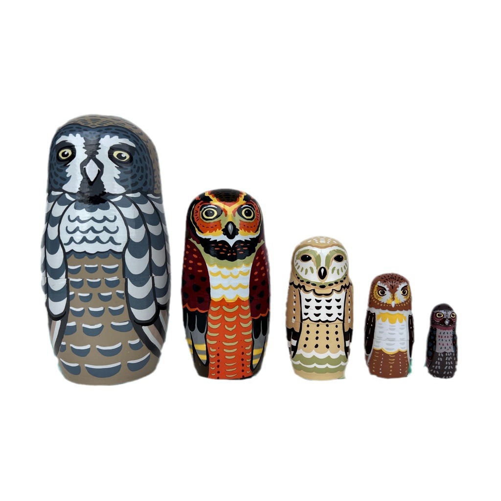 🎁Handmade Wooden Owl Nesting Doll Set/Easter Gift