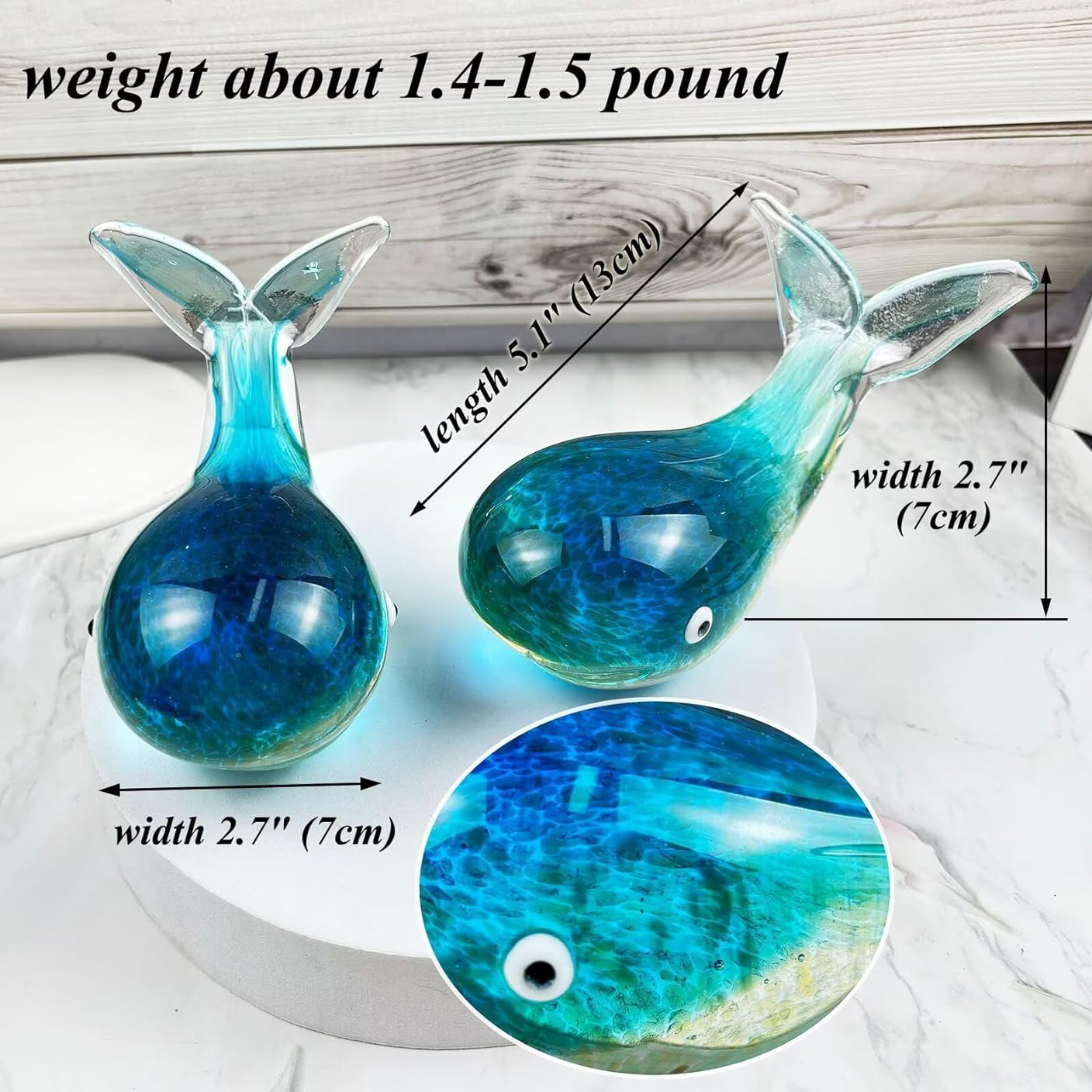 Handmade Crystal Whale Figurine Decor