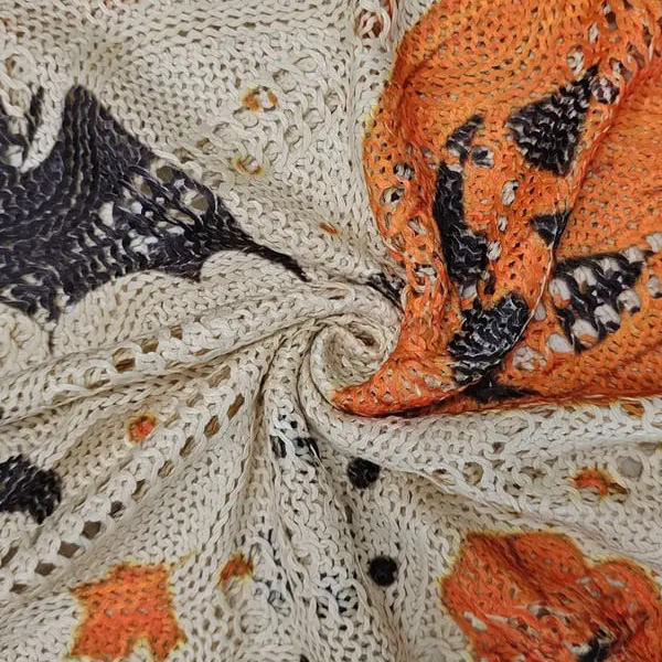 🎃Women's Halloween Pumpkin Print Long Sleeve Knit Top