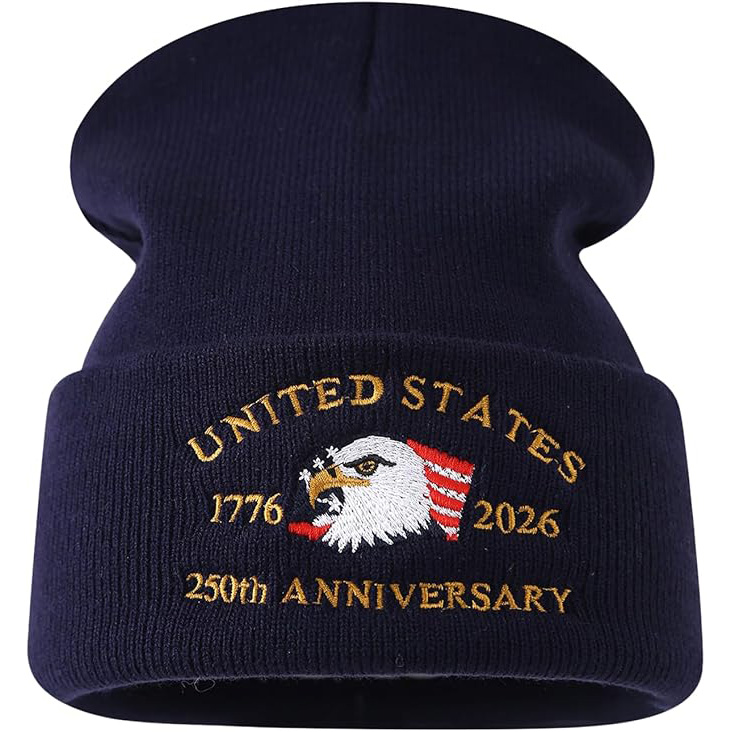 US 250th Anniversary Beanie Eagle Embroidered Knitted Hat