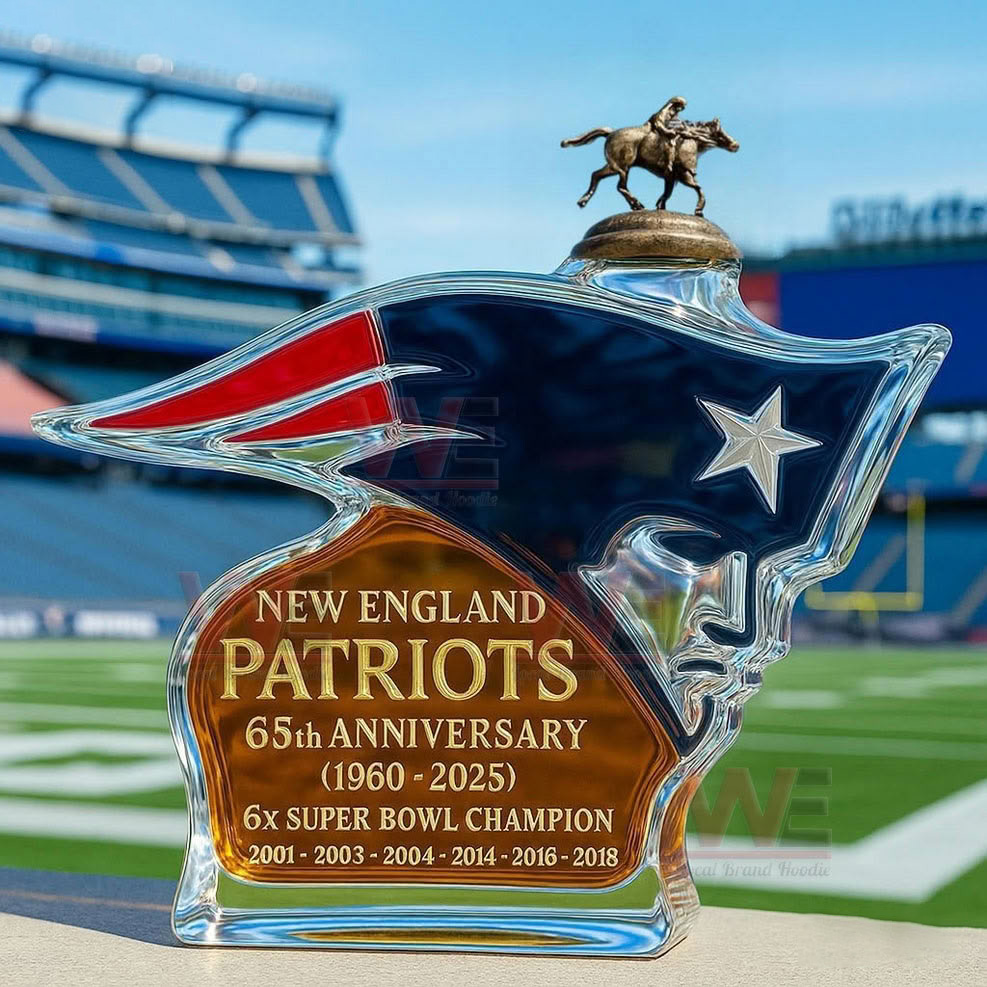 New England Patriots 65th Anniversary 1960-2025 Custom Whiskey Bottle