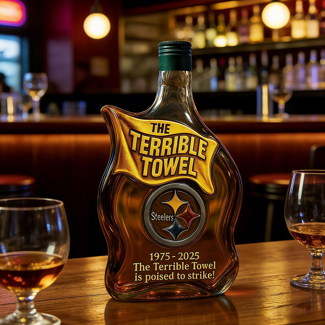 The Terrible Towel 1975–2025 Anniversary Whiskey Bottle