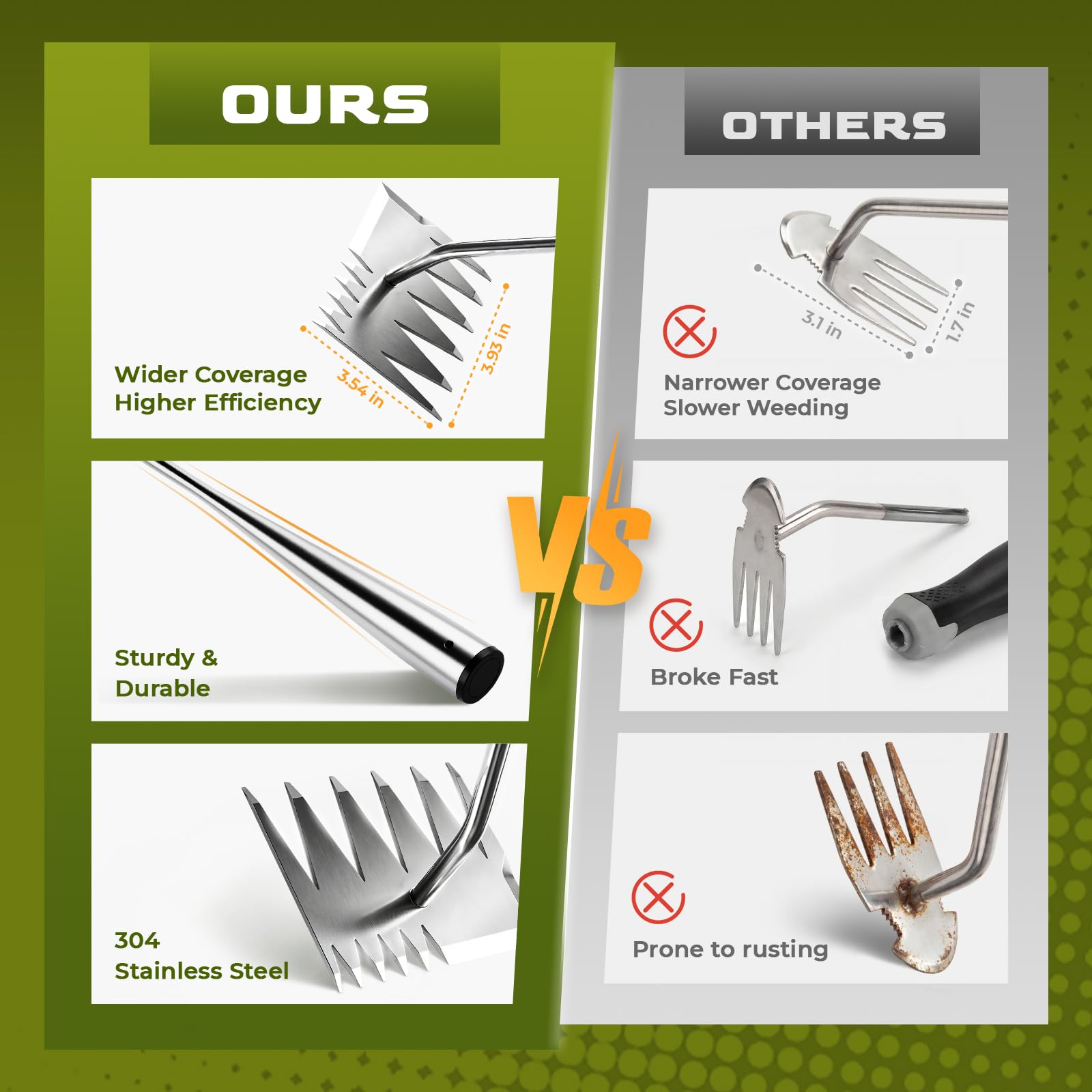 Stainless Steel Dual-Head Weeding Tool