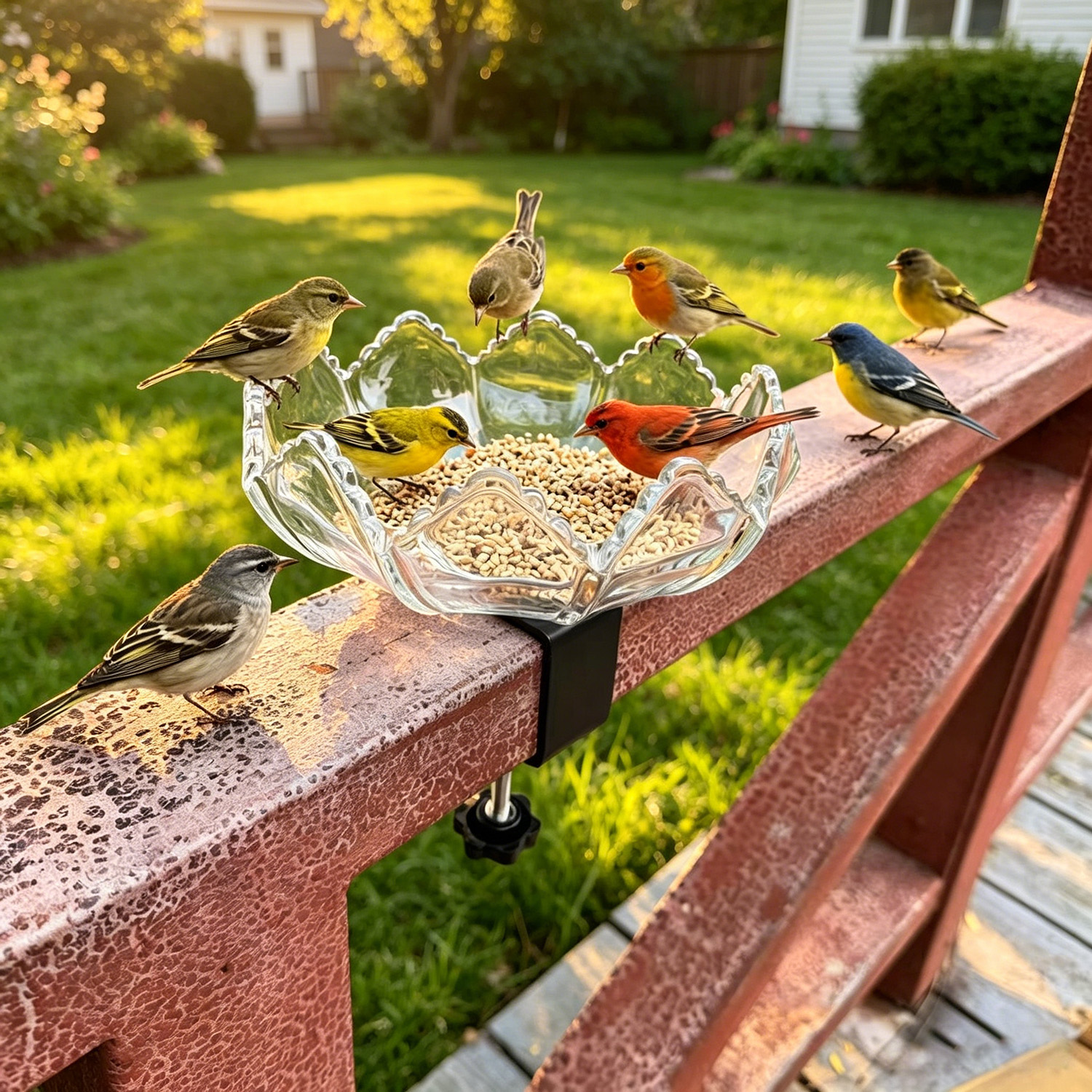 Glass Flower Petal Bird Feeder