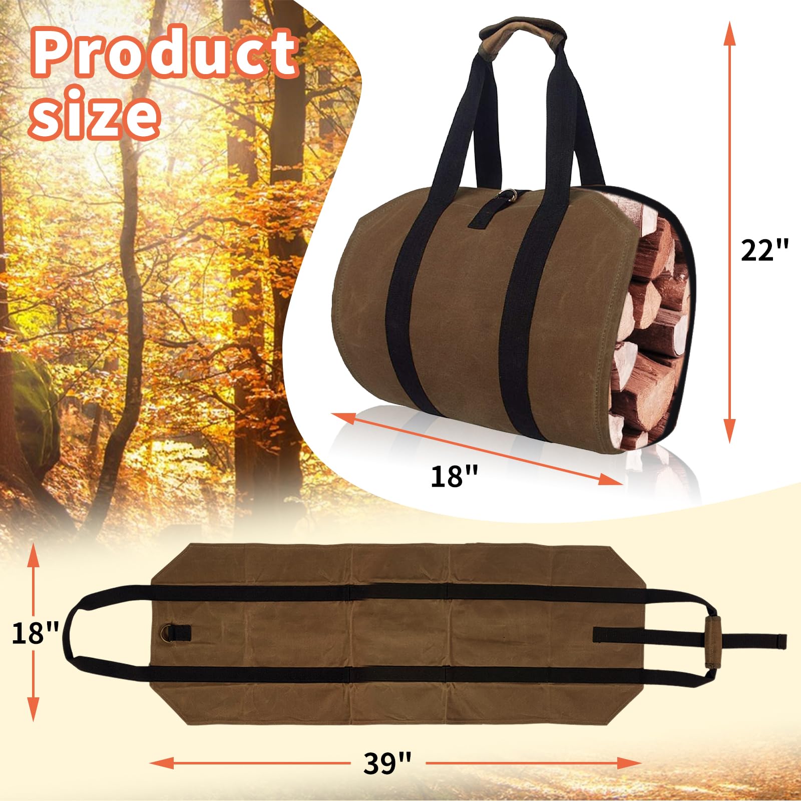 Fireplace Log Carrier Tote Bag