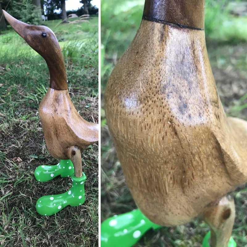 🌈Hand Carved Wellies Duck Family💞
