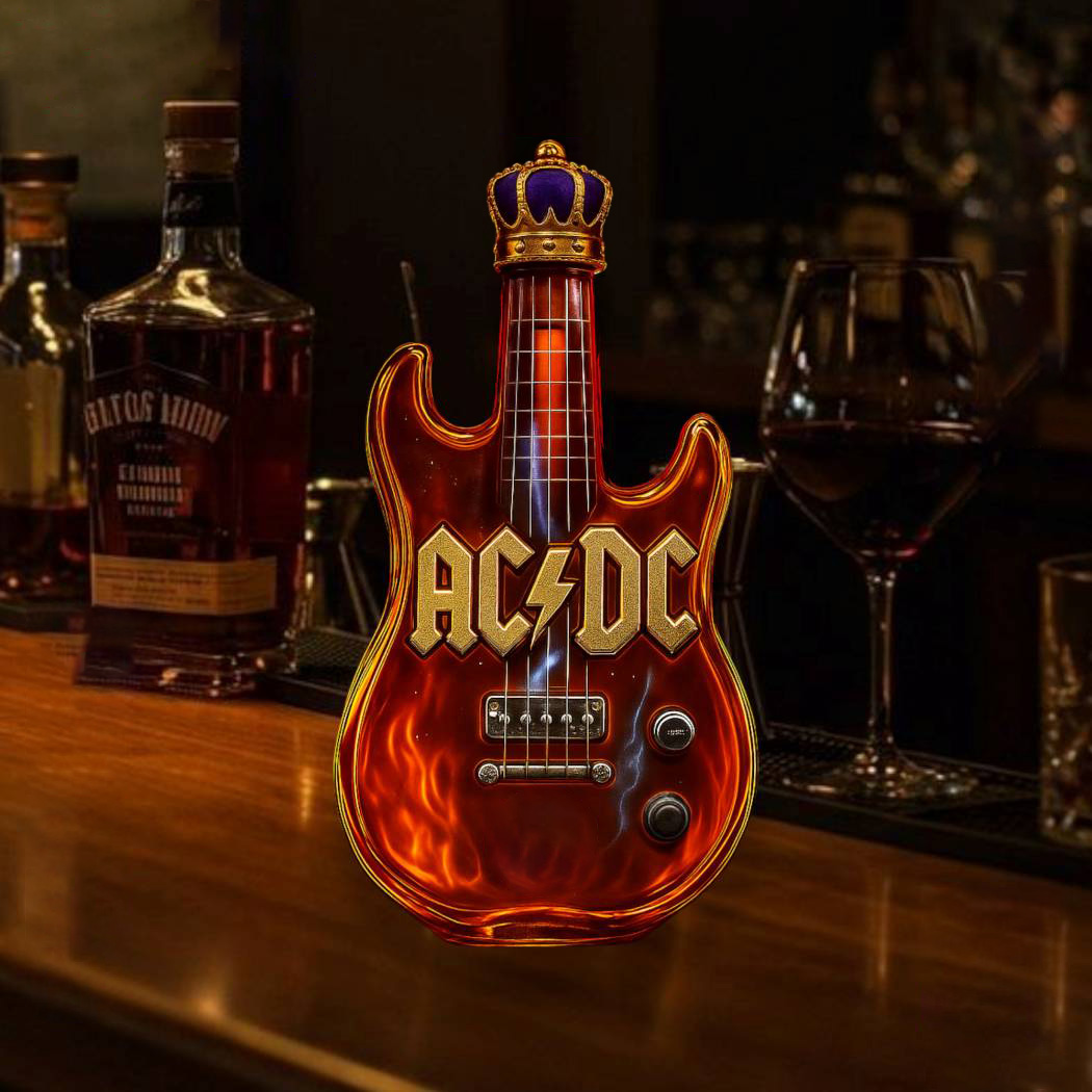AC/DC Rock Guitar Whiskey Bottle