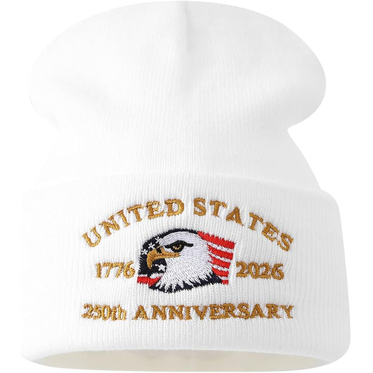US 250th Anniversary Beanie Eagle Embroidered Knitted Hat