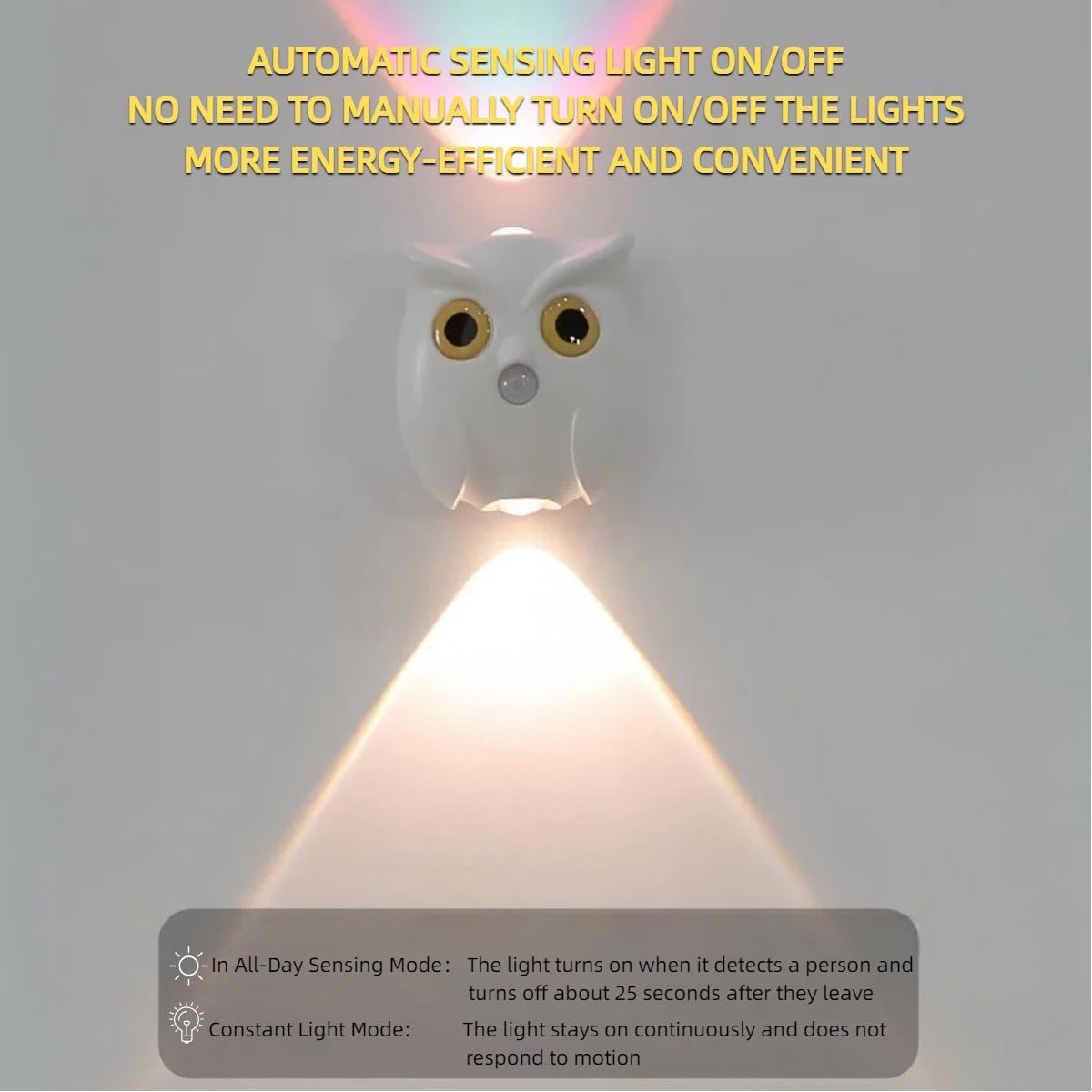 Motion Sensor Owl Magnetic Wall Light, Dual-Glow Up and Down Night Light