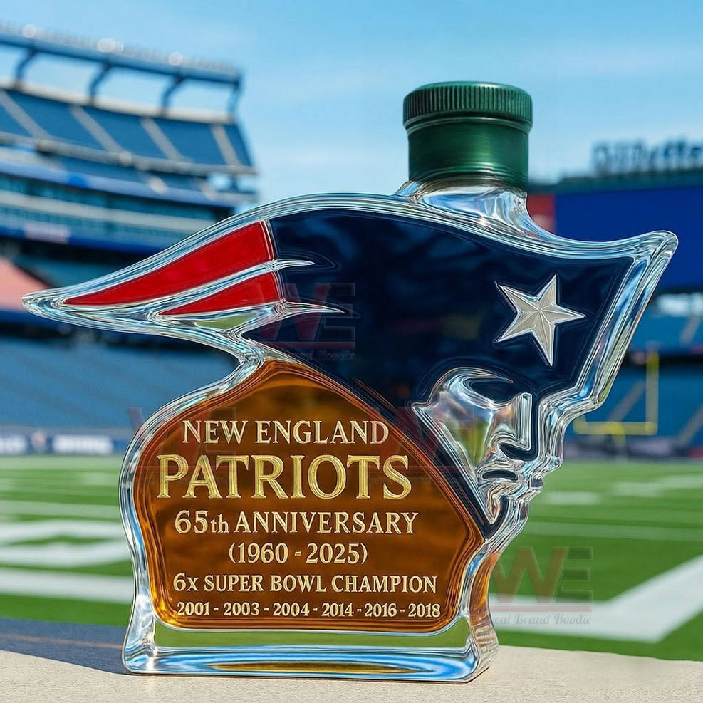 New England Patriots 65th Anniversary 1960-2025 Custom Whiskey Bottle