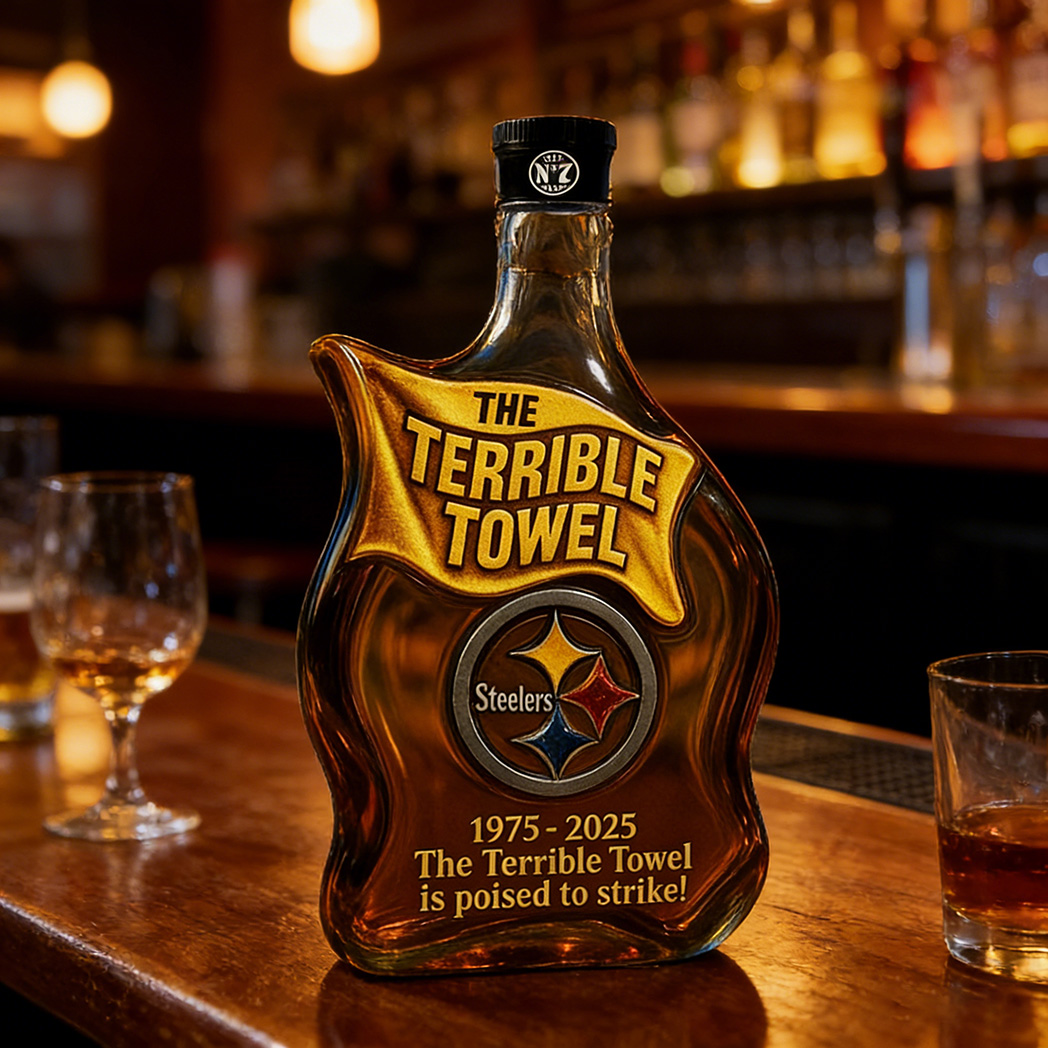 The Terrible Towel 1975–2025 Anniversary Whiskey Bottle