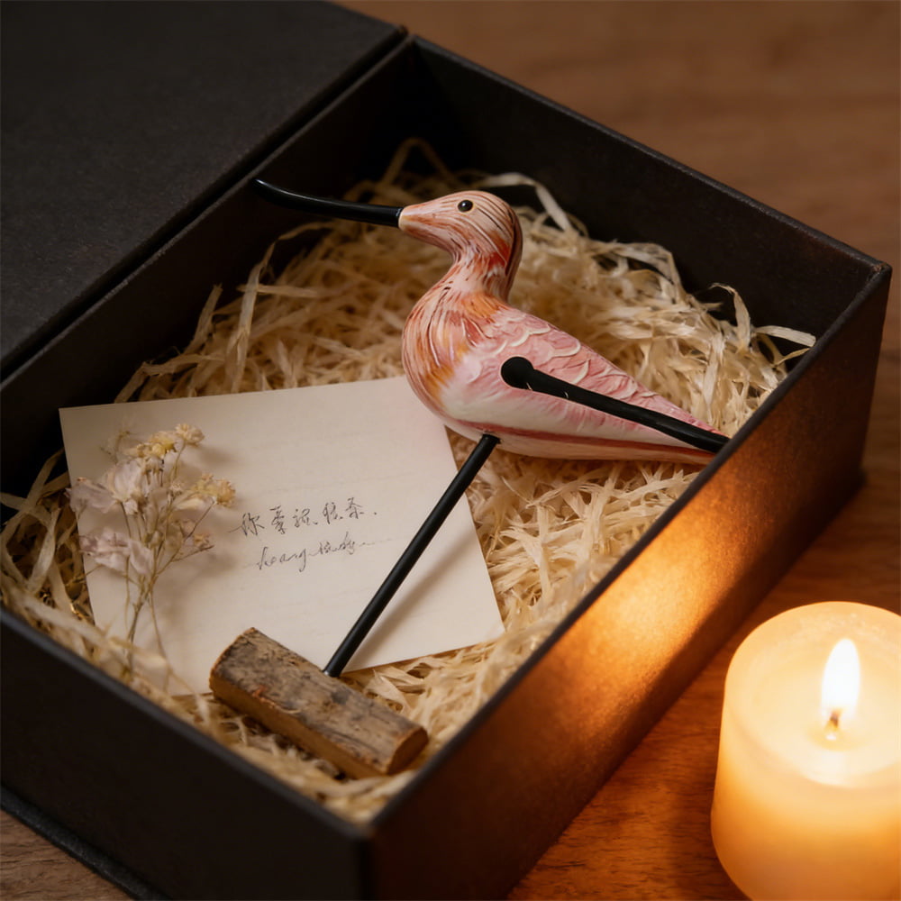 Carved Wooden Long-Billed Seabird Desktop Sculptures