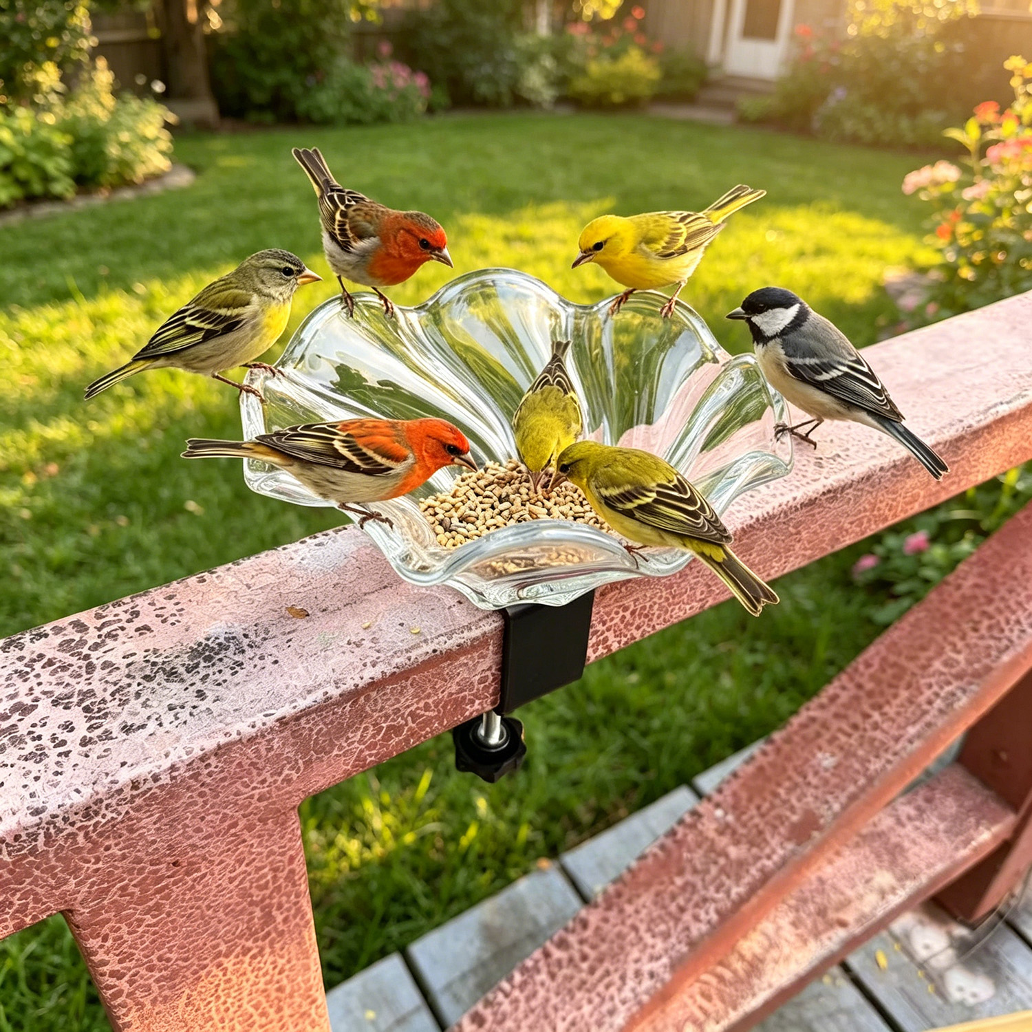 Glass Flower Petal Bird Feeder
