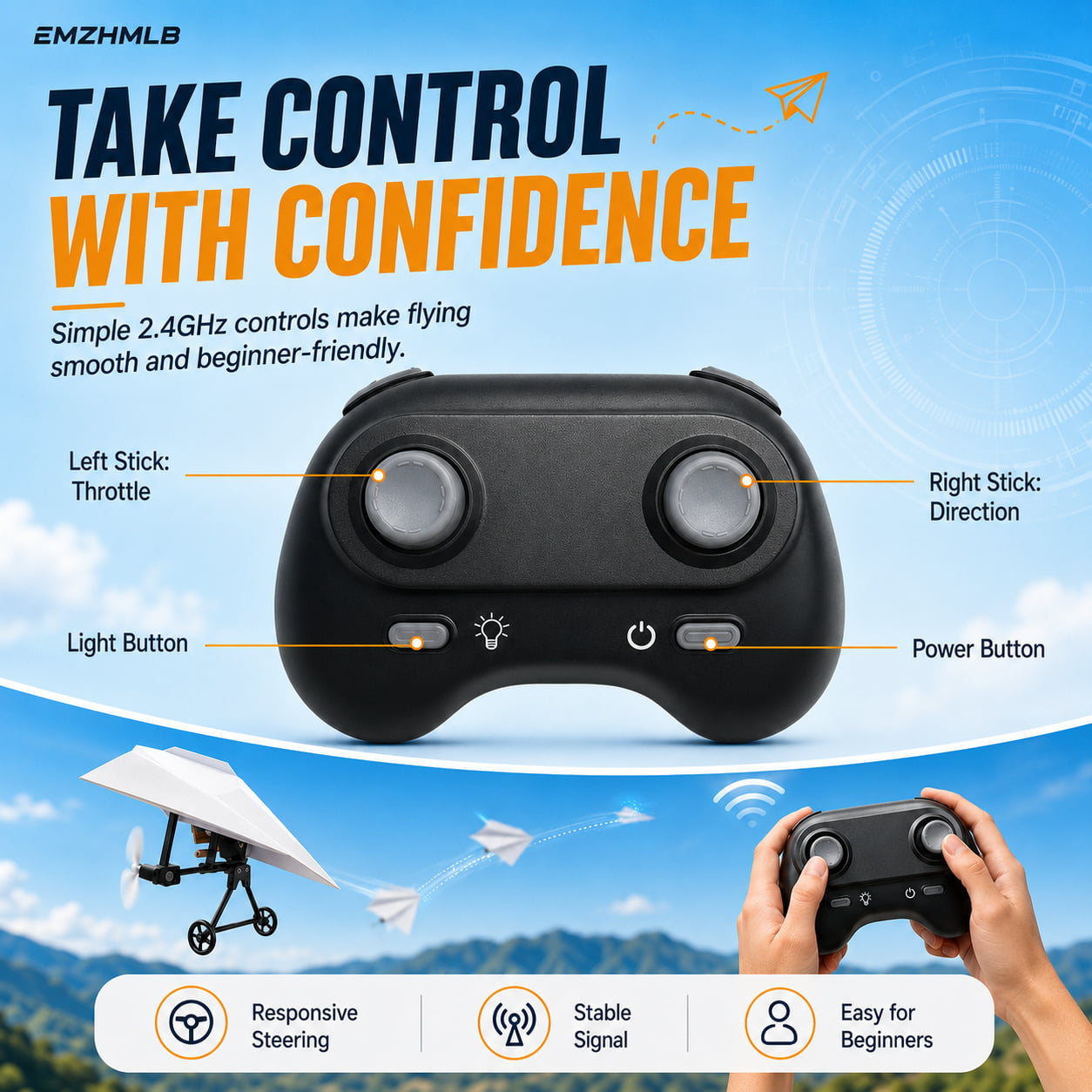 RC Paper Airplane Kit with Gyro Stabilizer