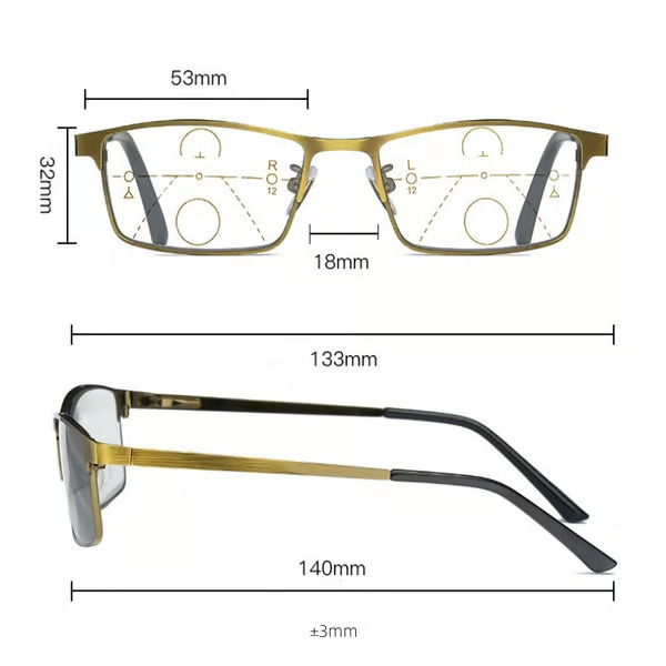 TITANIUM MULTI-FOCUS READING GLASSES PROGRESSIVE DOUBLE LIGHT ANTI-BLUE LIGHT