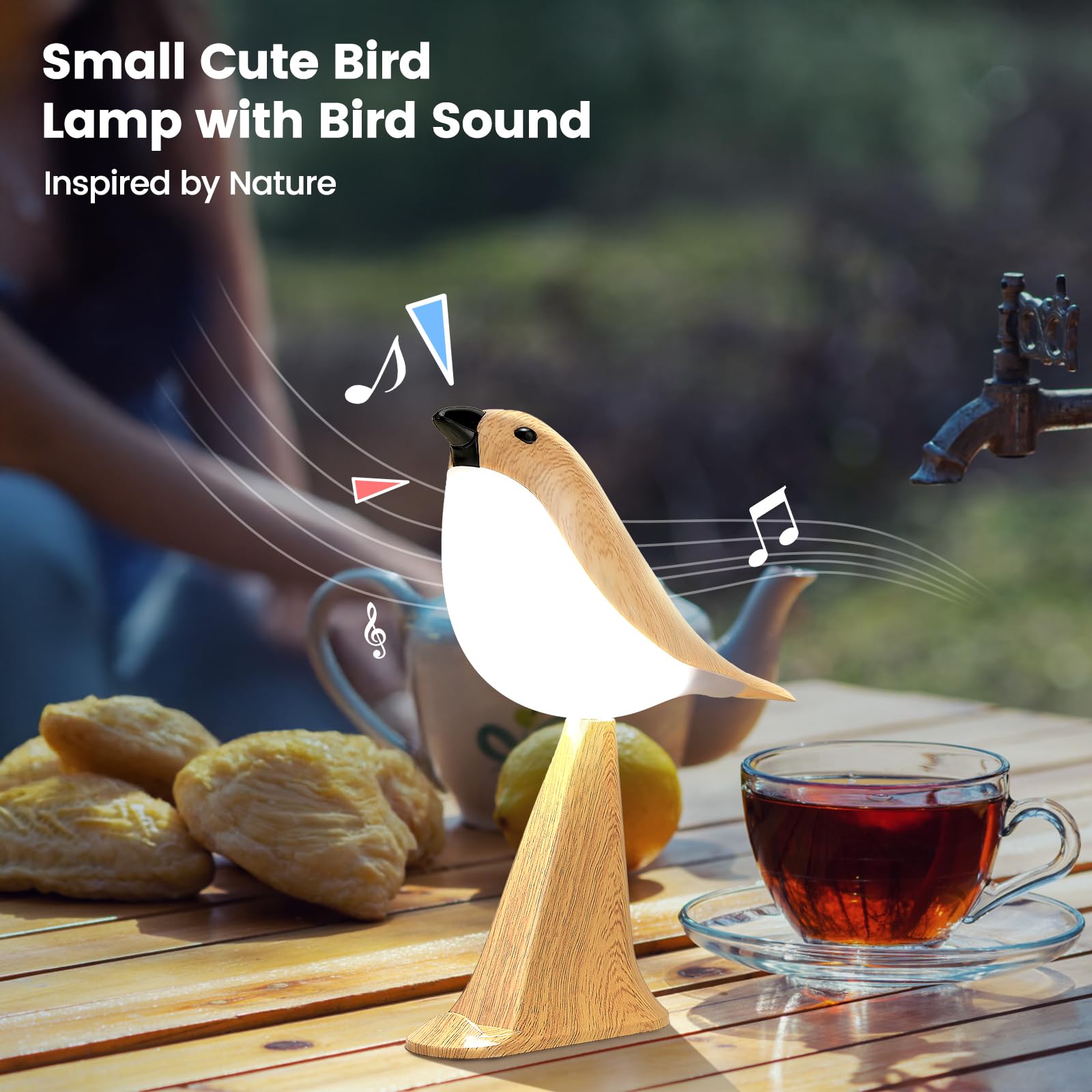 Singing Bird Lamp, Touch Control & 3-Color Dimmable
