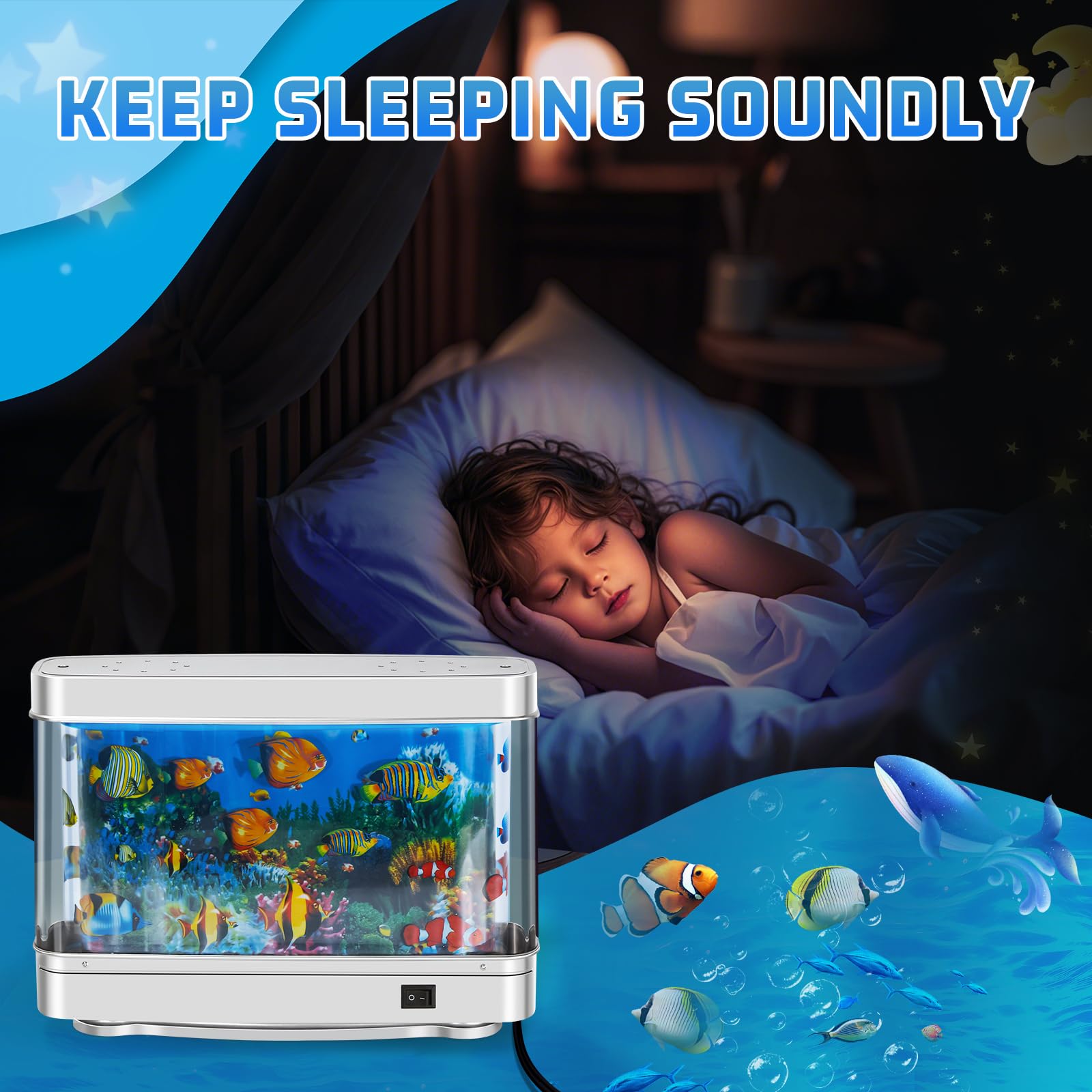 Artificial Fish Aquarium - Virtual Ocean Moving Fish Night Light