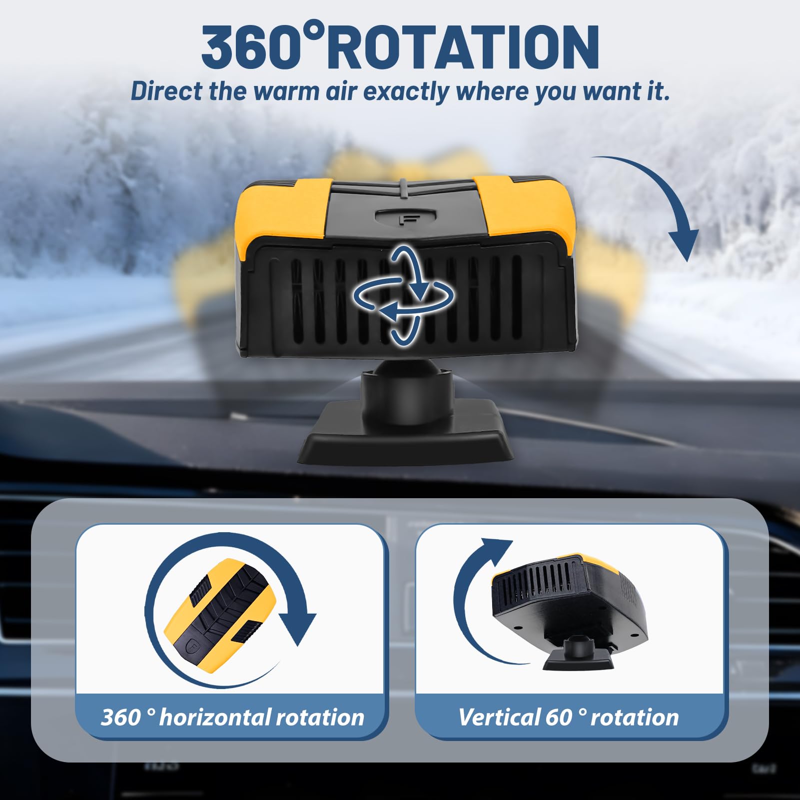 12V Portable Car Heater for 2 in 1 Heating & Cooling Defroster