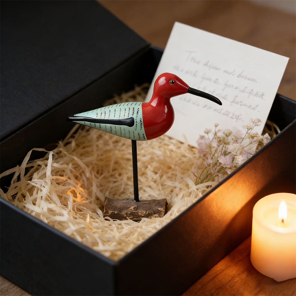 Carved Wooden Long-Billed Seabird Desktop Sculptures