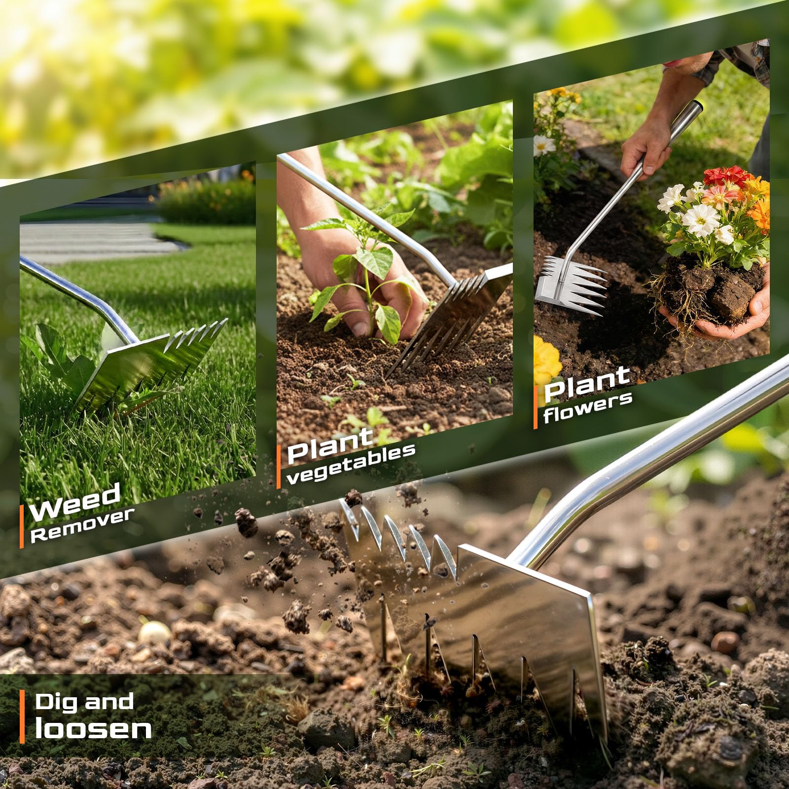 Stainless Steel Dual-Head Weeding Tool