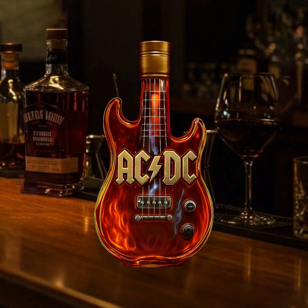AC/DC Rock Guitar Whiskey Bottle