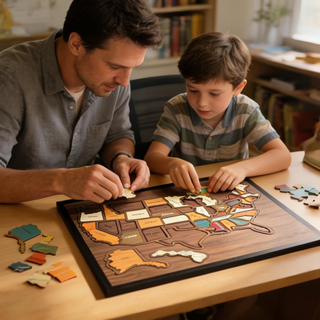 🔥49% OFF - 🧩US Wooden USA Travel Map Puzzle - A Stylish Way to Track Your Journey & Memories