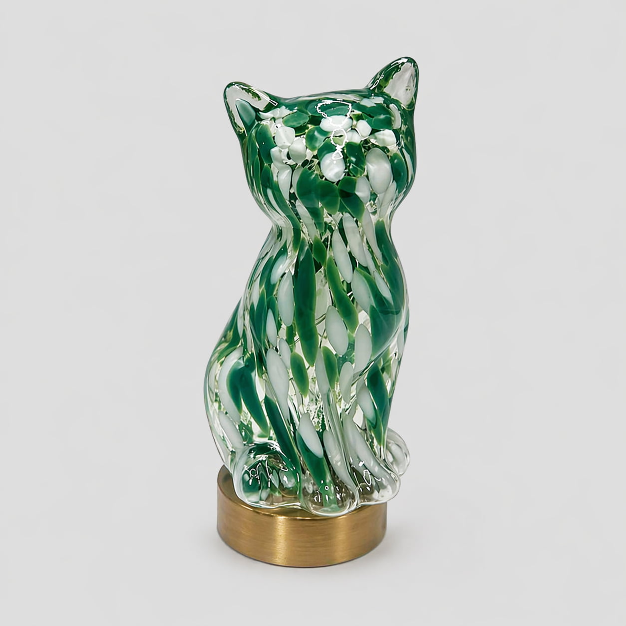🐱Elegant Green Glass Cat-Shaped Decorative Lamp