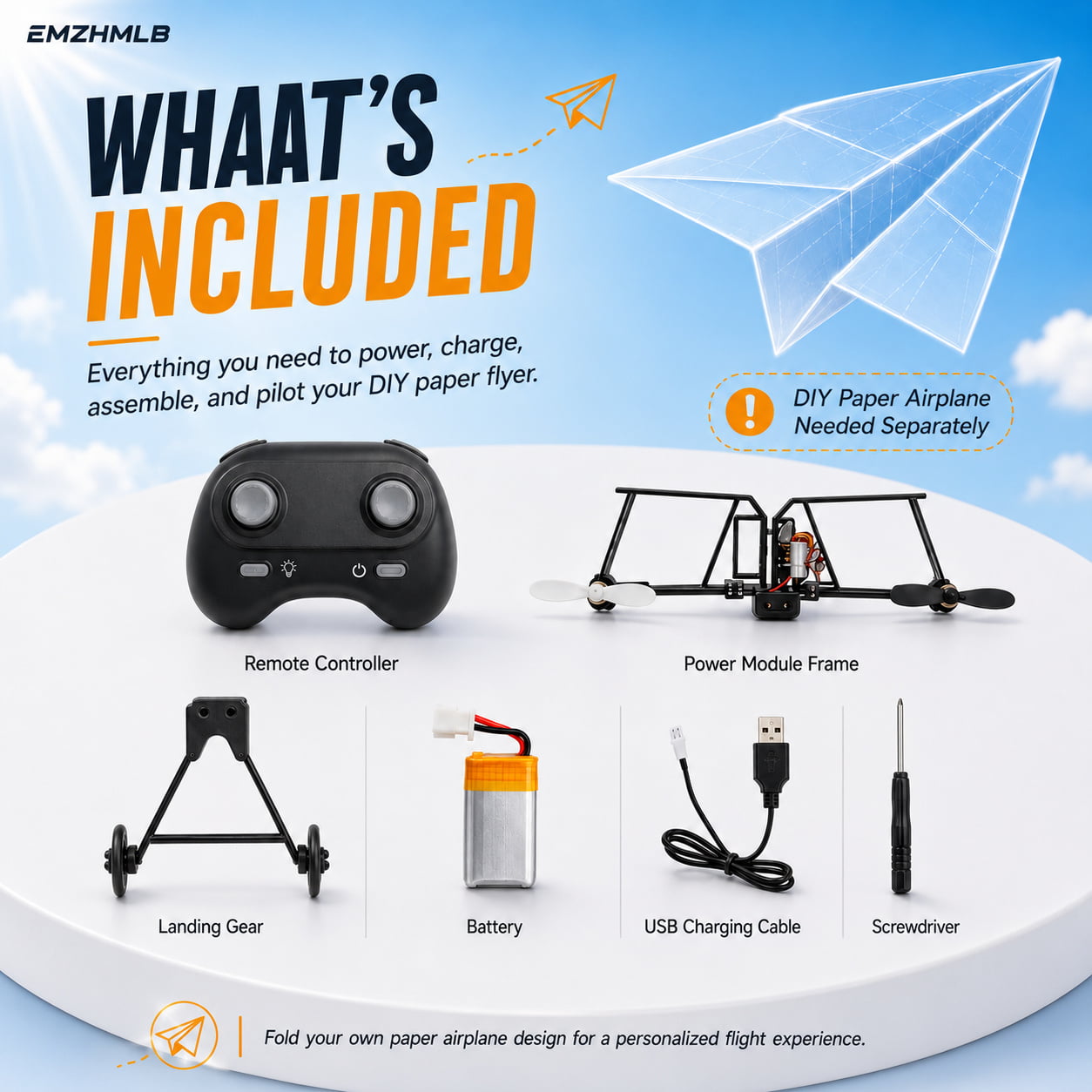 RC Paper Airplane Kit with Gyro Stabilizer