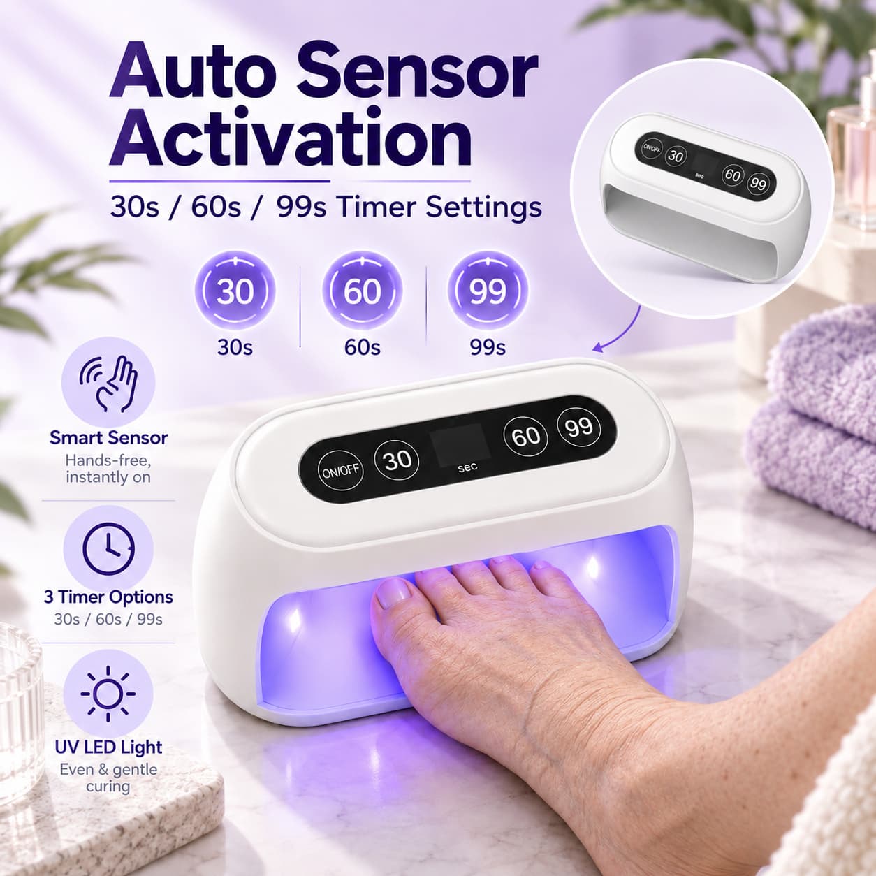 Smart UV Toenail Care Light – At-Home UV Foot Care Device For Toenail Concerns & Foot Hygiene