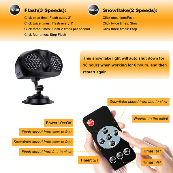 Owl-shape Dual-lens Christmas Snowflake Projector Lights