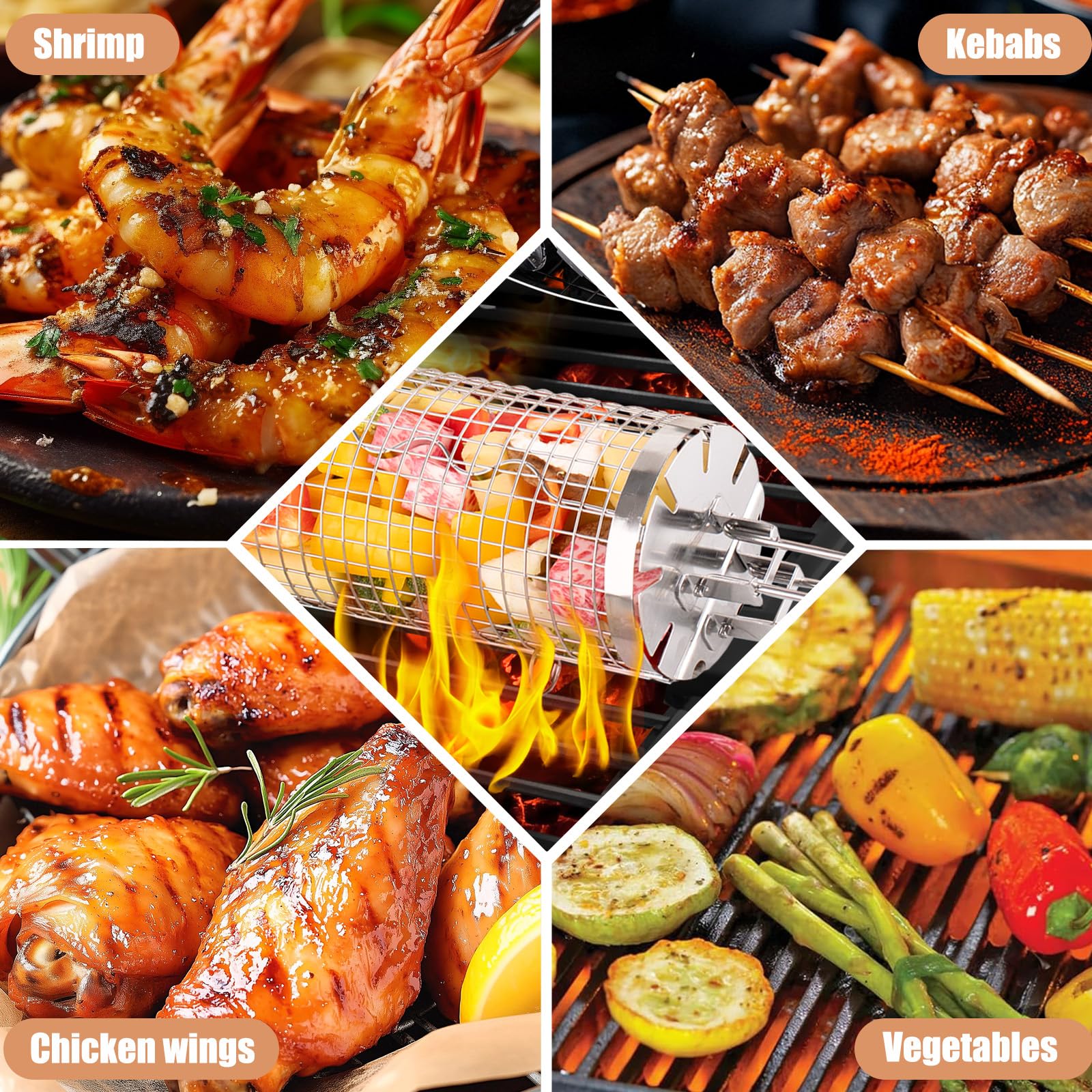 Side-Opening Rolling Nesting Grill Baskets