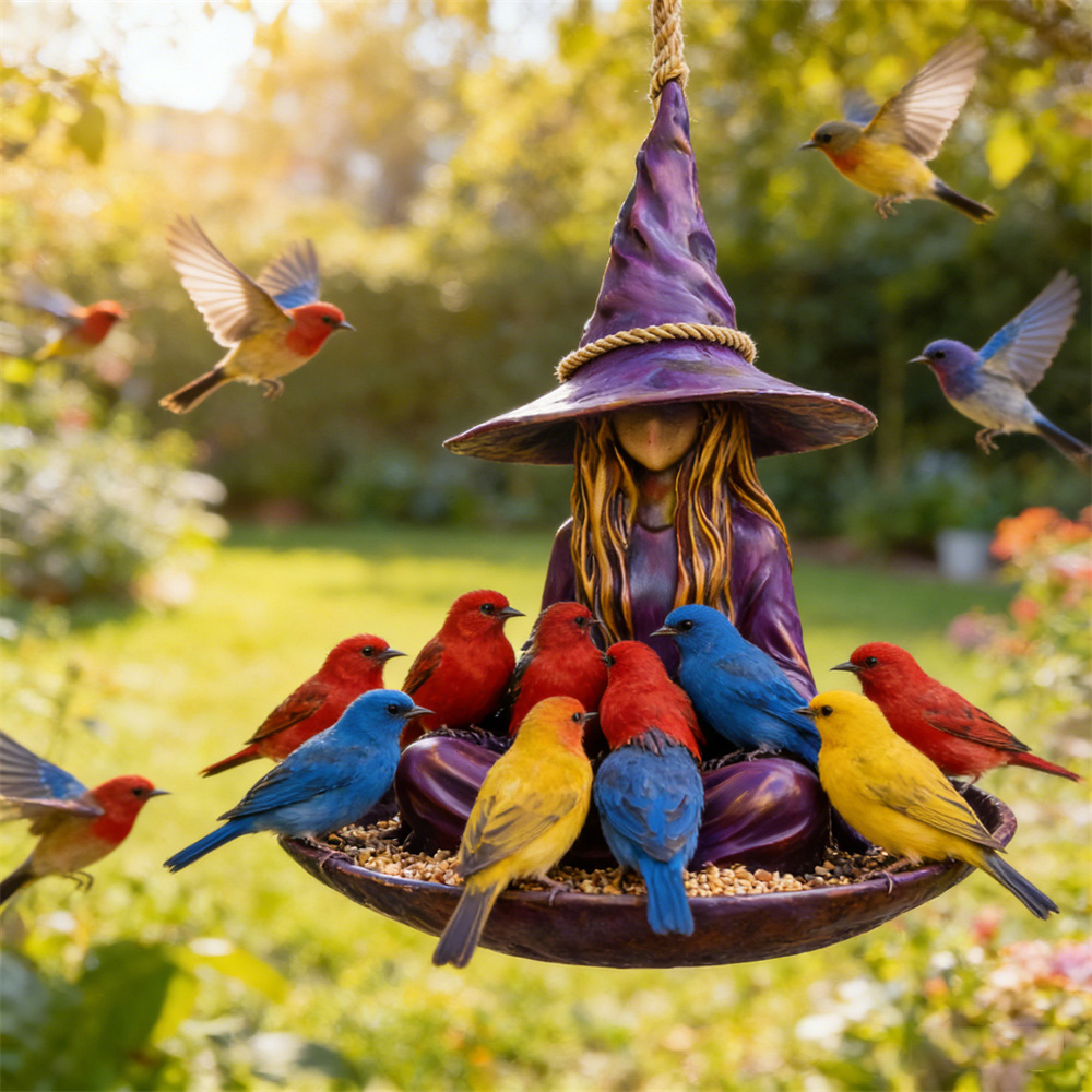 🧙‍♀️Meditating Witch Garden Bird Feeder
