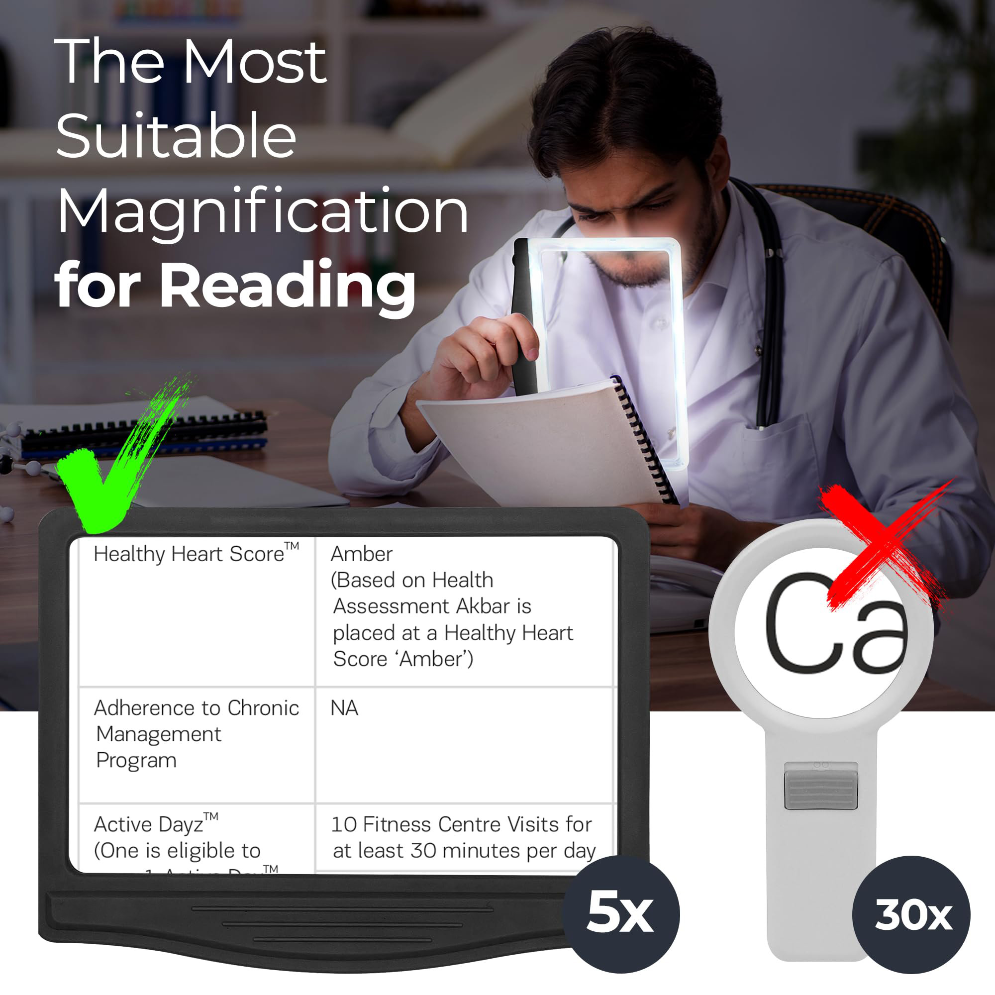 5X Rechargeable Full Book Page Reading Magnifier