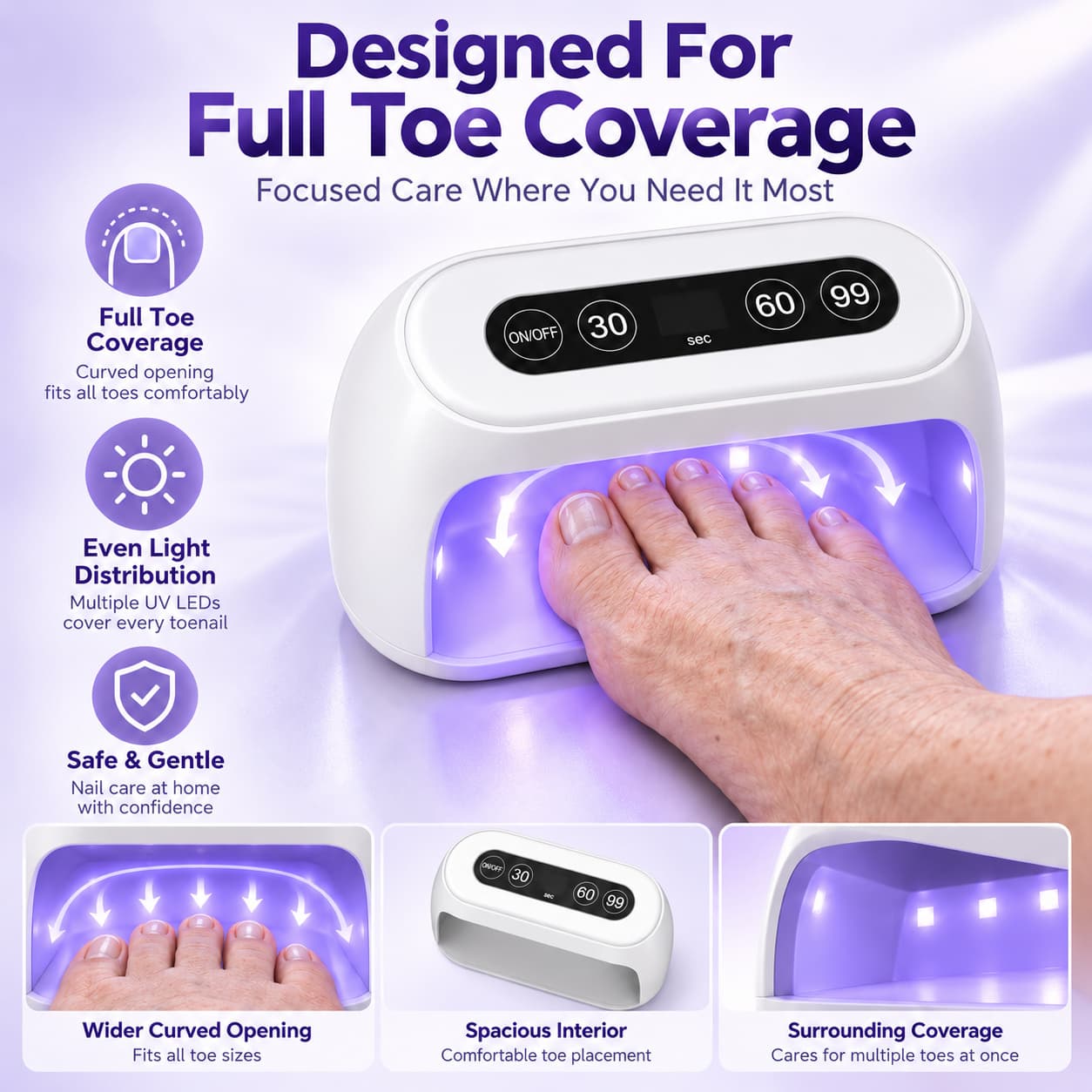 Smart UV Toenail Care Light – At-Home UV Foot Care Device For Toenail Concerns & Foot Hygiene
