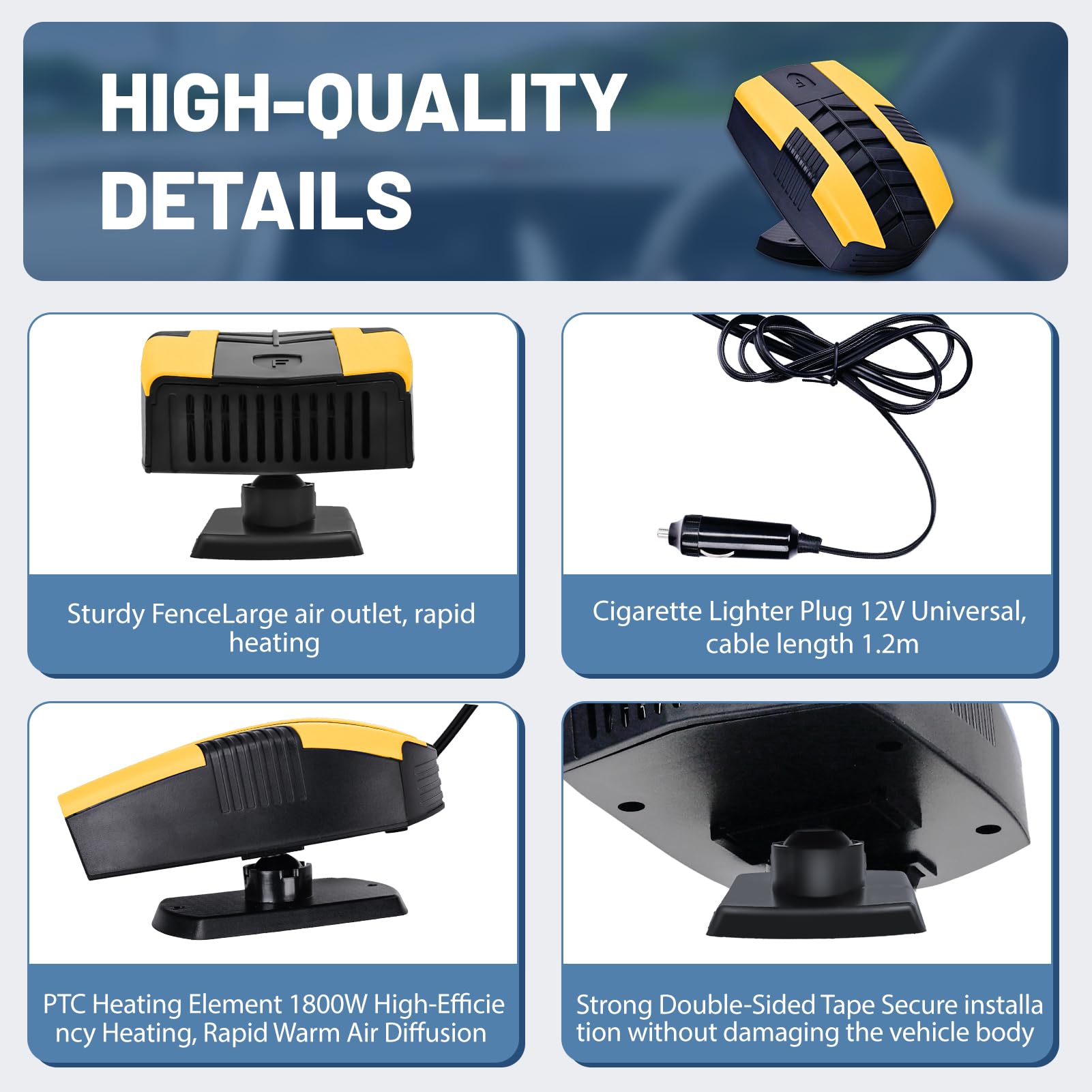 12V Portable Car Heater for 2 in 1 Heating & Cooling Defroster