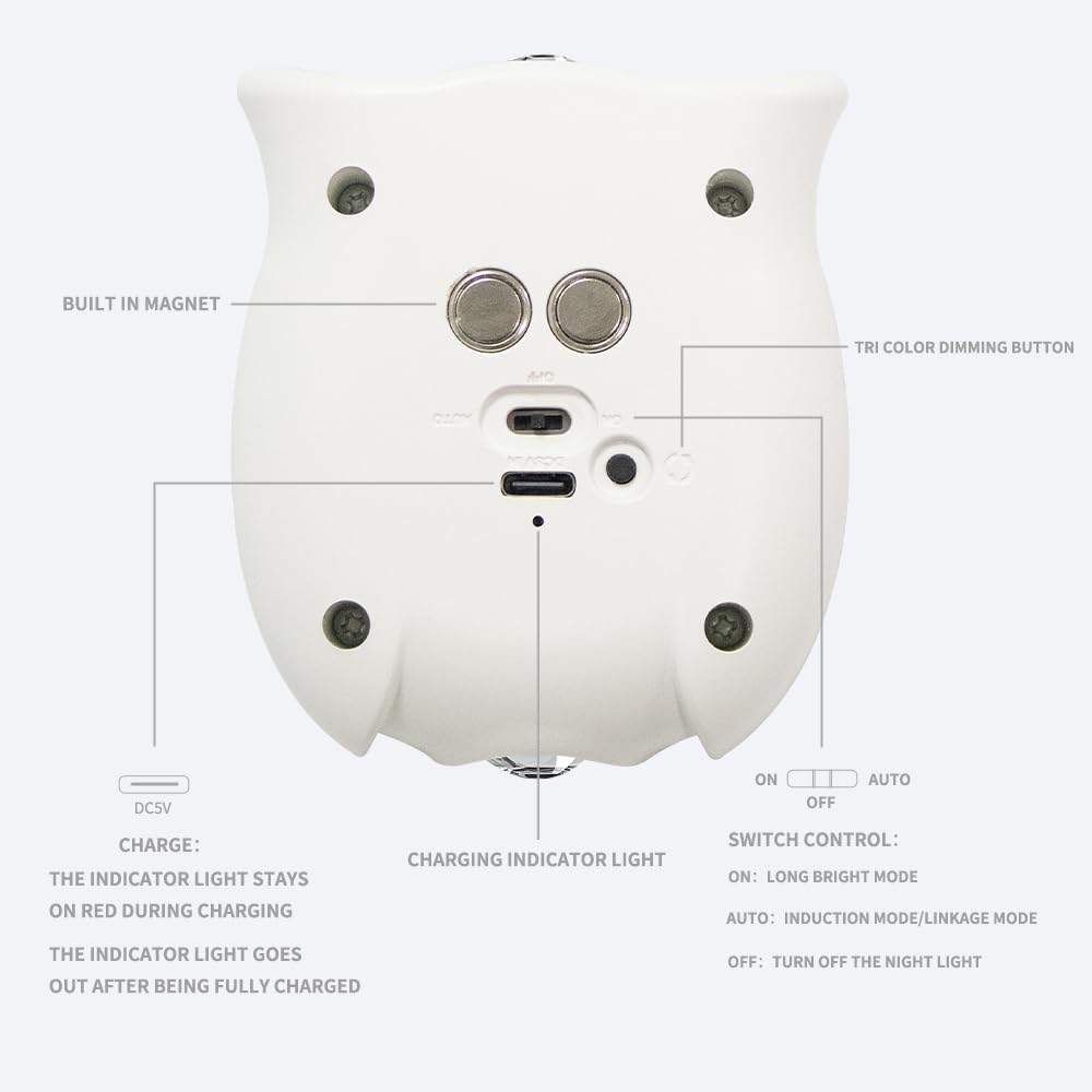 Motion Sensor Owl Magnetic Wall Light, Dual-Glow Up and Down Night Light