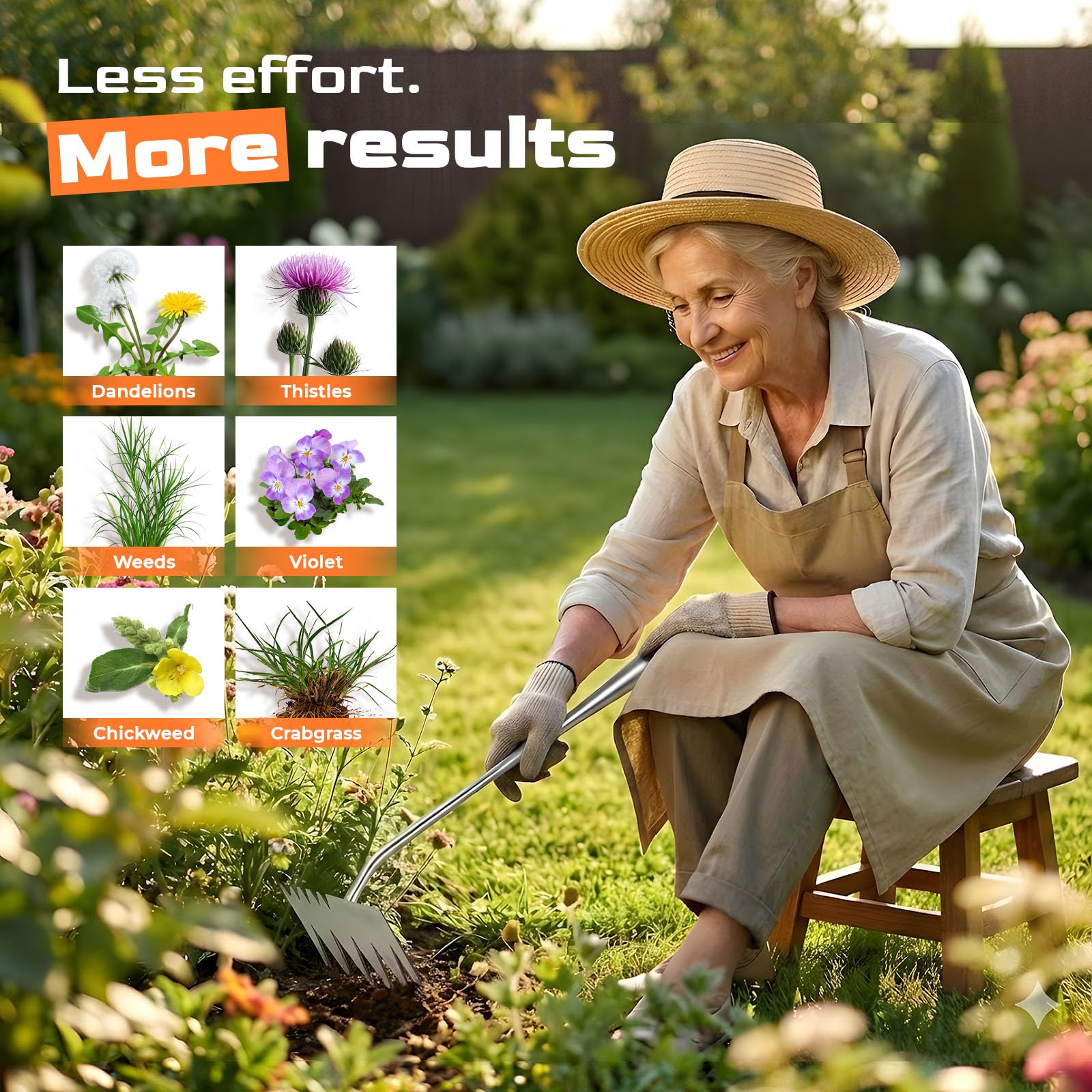 Stainless Steel Dual-Head Weeding Tool