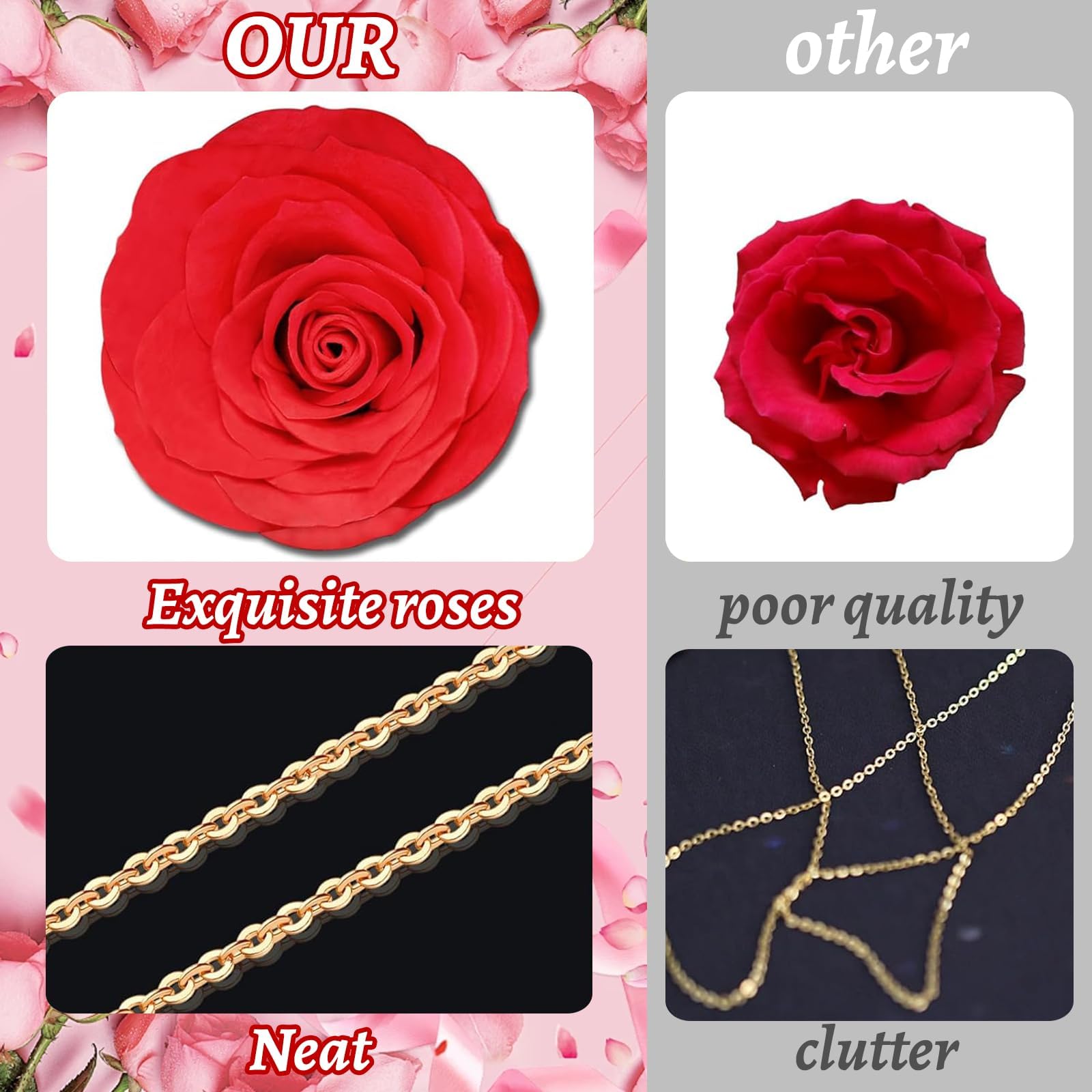Double Heart Necklace Rose Bear Giftbox