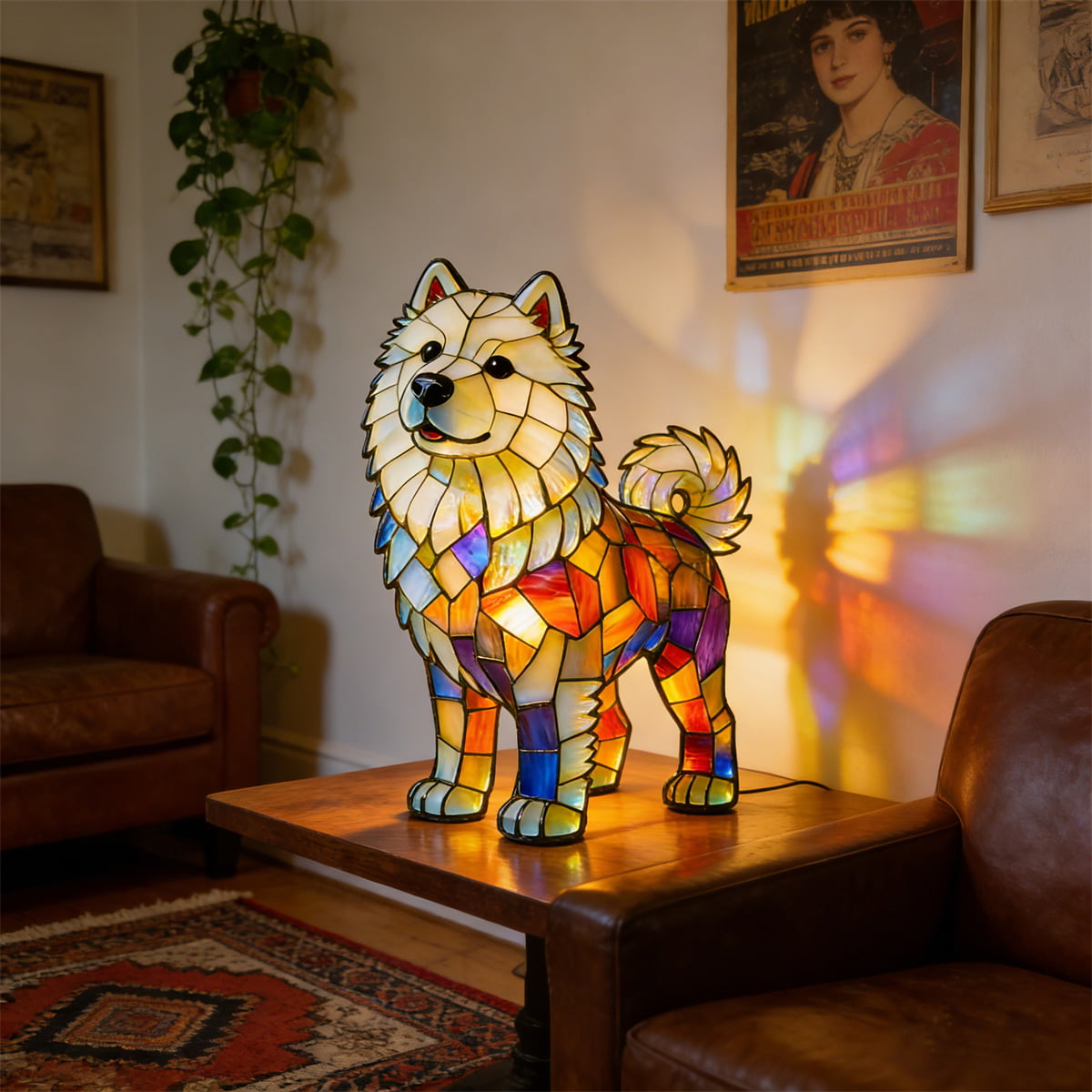 Stained Glass Puppy Night Light · A Warm Glow of Joy
