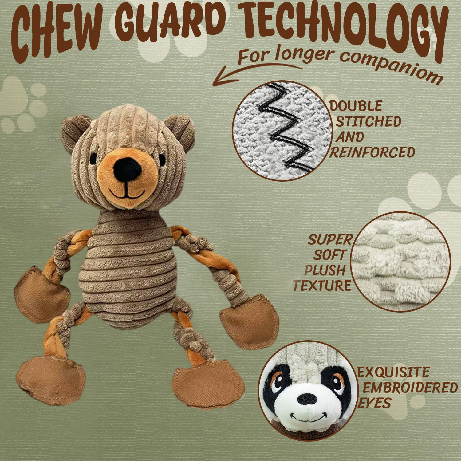 Squeaky Dog Toys, Tug of War Plush Toys