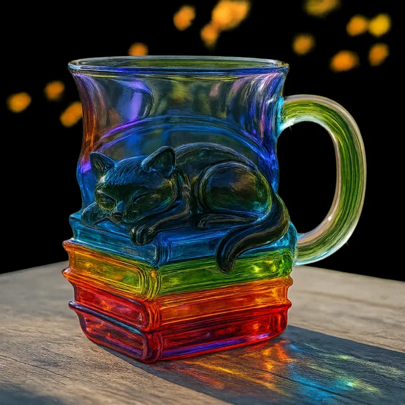 Cat Sleeping on Books Coffee Mug