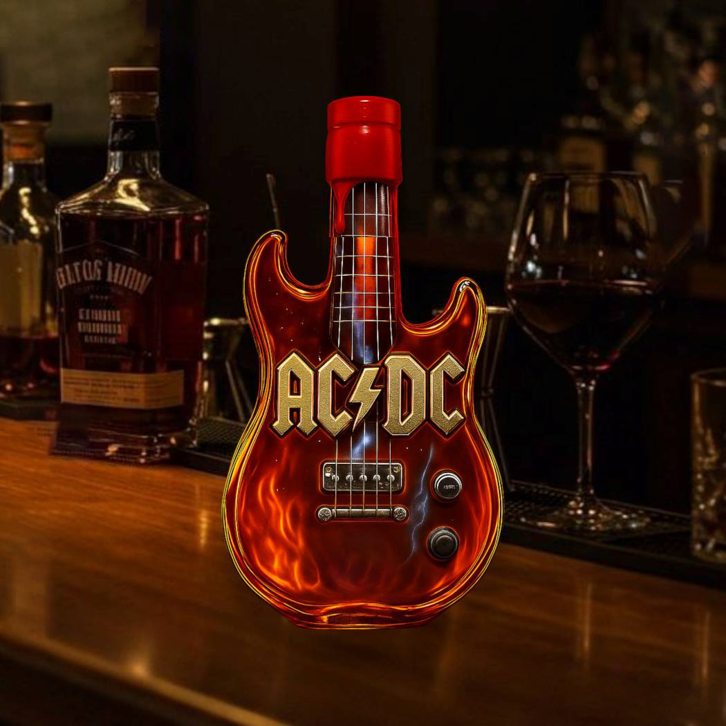 AC/DC Rock Guitar Whiskey Bottle