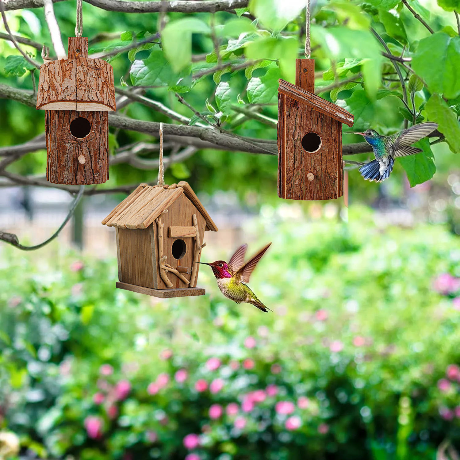 Wooden Hummingbird House