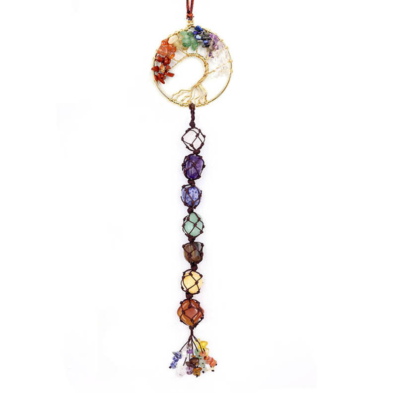 🔥 49% OFF💕7 Chakra Stone Healing Crystal Tree of Life Chakra Hanging Ornament