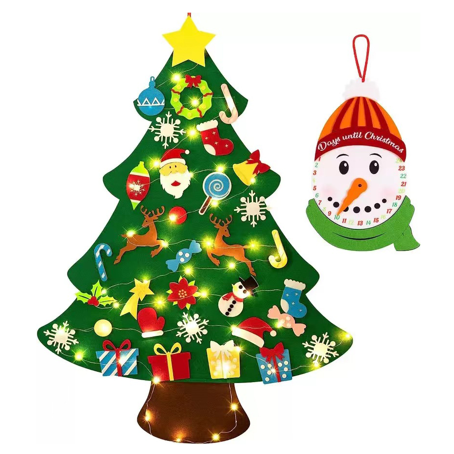 DIY Lighted Felt Christmas Tree Set Kids Gift