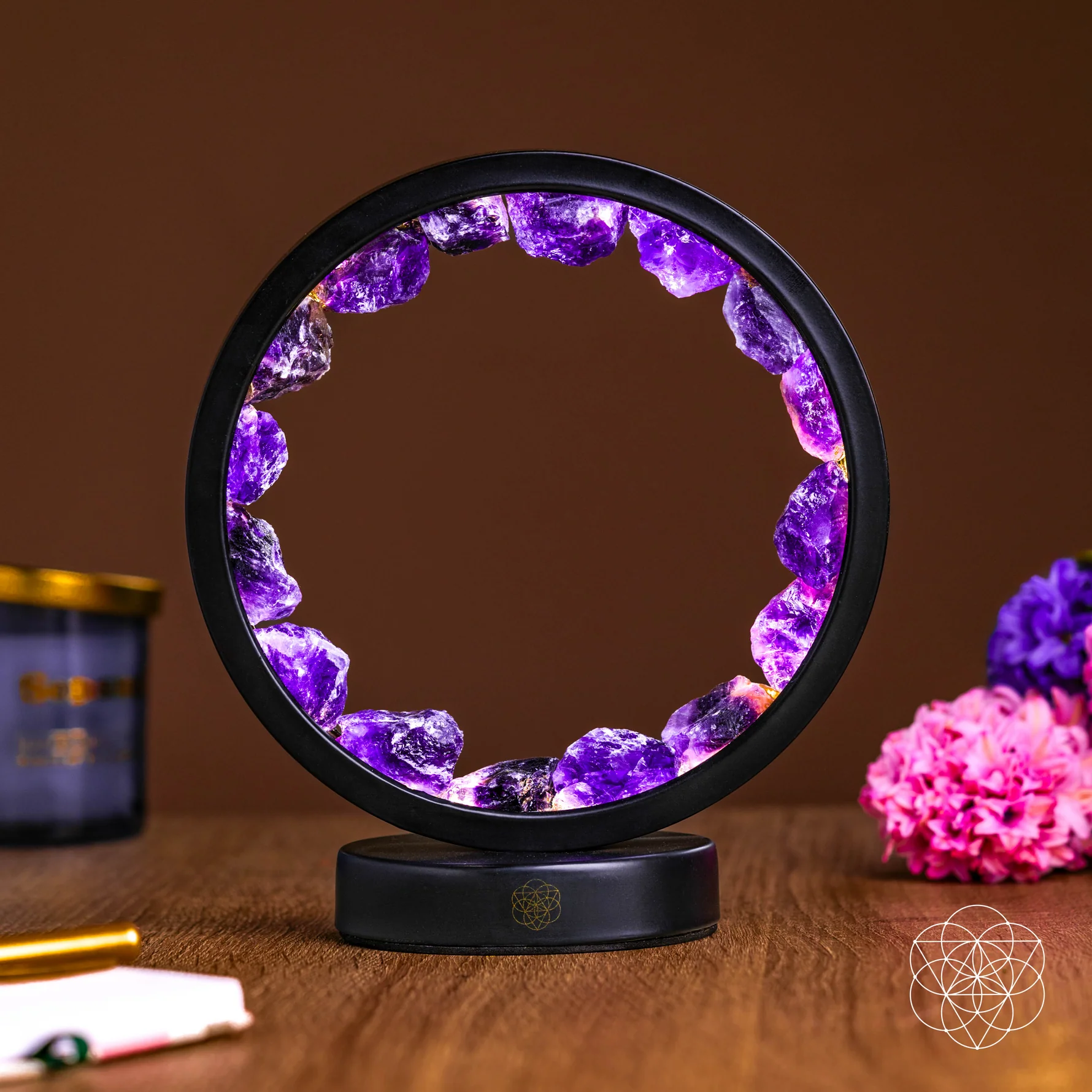 Amethyst Night Lamp 8.6" Natural Healing Crystal Bedside Lamp